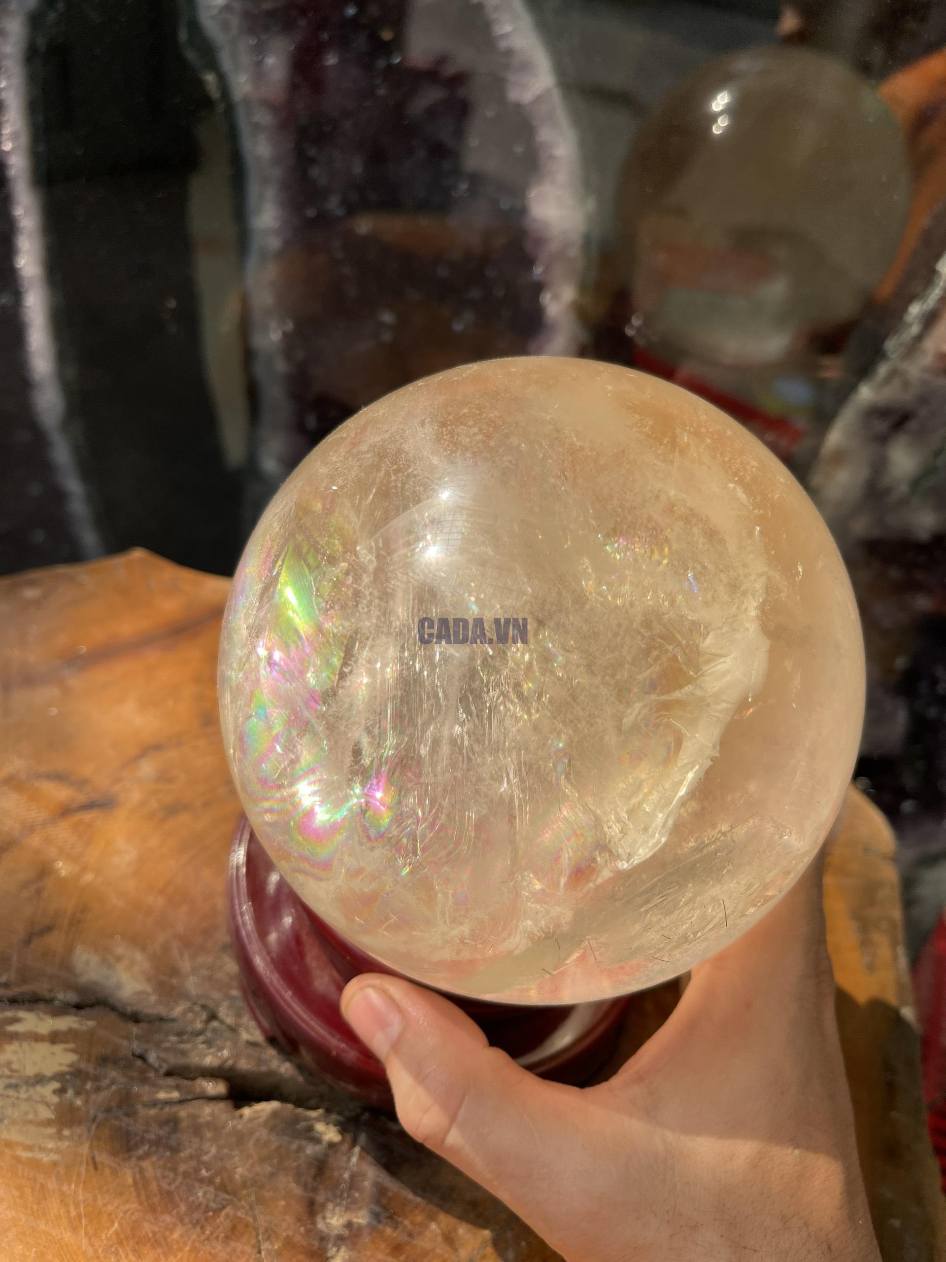 Bi cầu Thạch Anh Trắng - Clear Quartz Sphere (TAT12), ĐK: 11.7CM, KL: 2.552KG