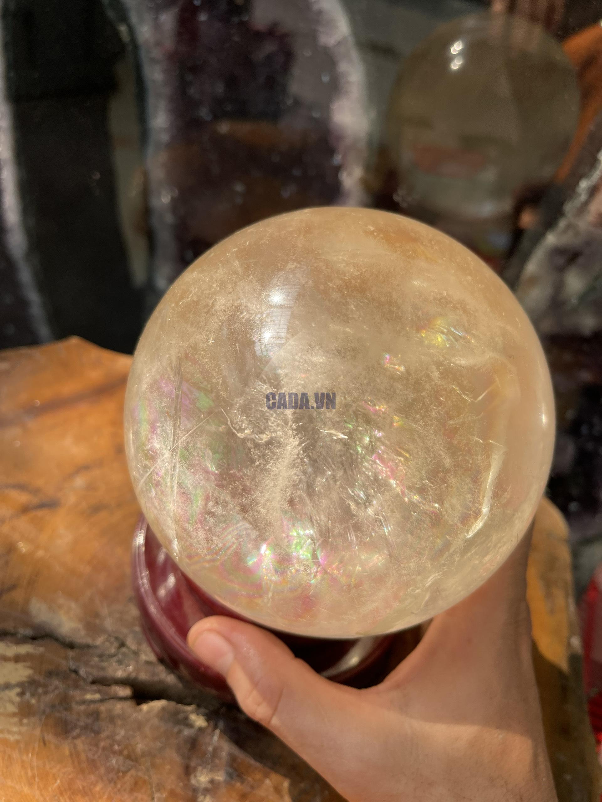 Bi cầu Thạch Anh Trắng - Clear Quartz Sphere (TAT12), ĐK: 11.7CM, KL: 2.552KG