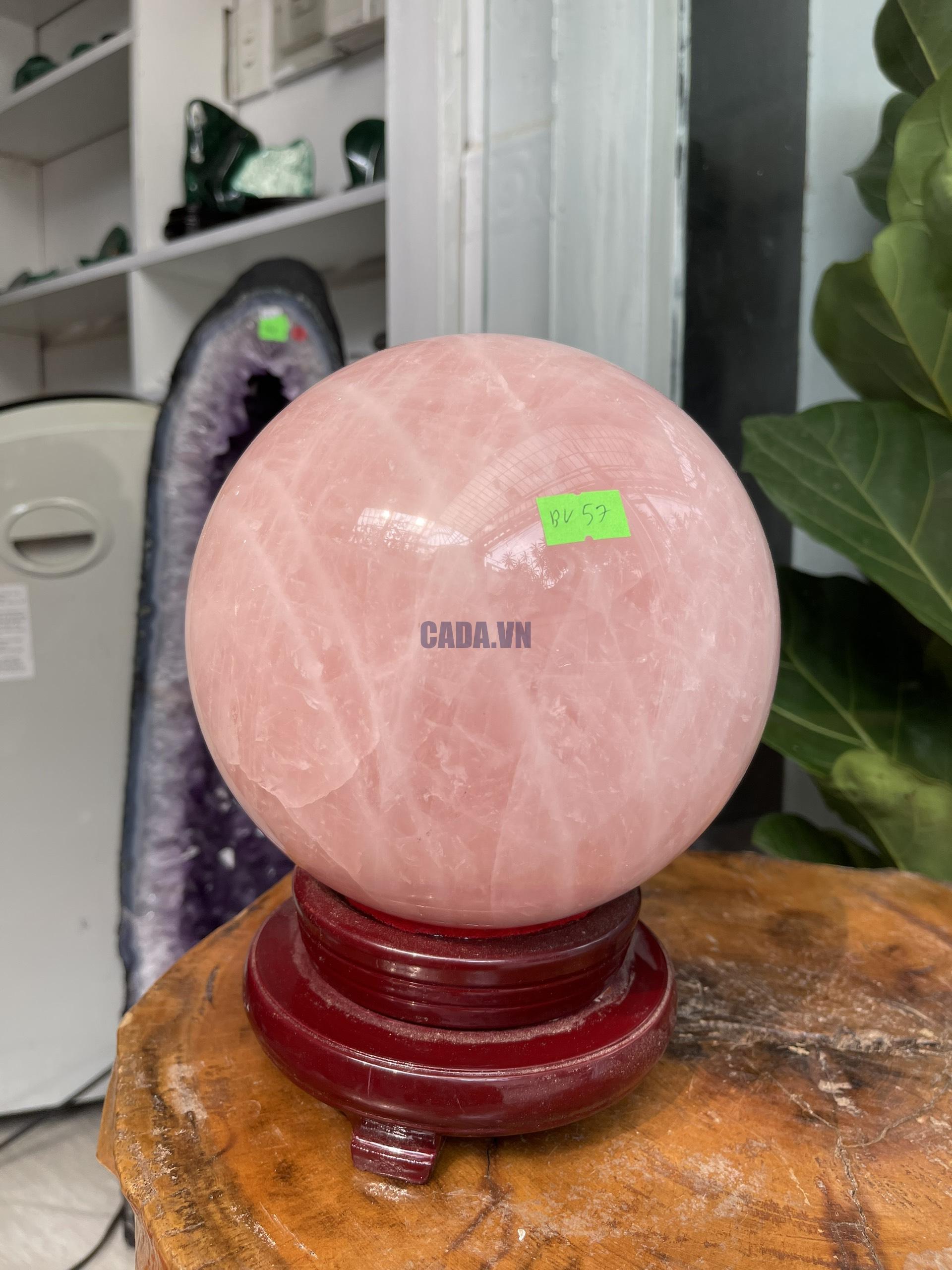 Bi cầu Thạch Anh Hồng - Rose Quartz Sphere (BH57), ĐK: 17.5CM, KL: 7.724KG