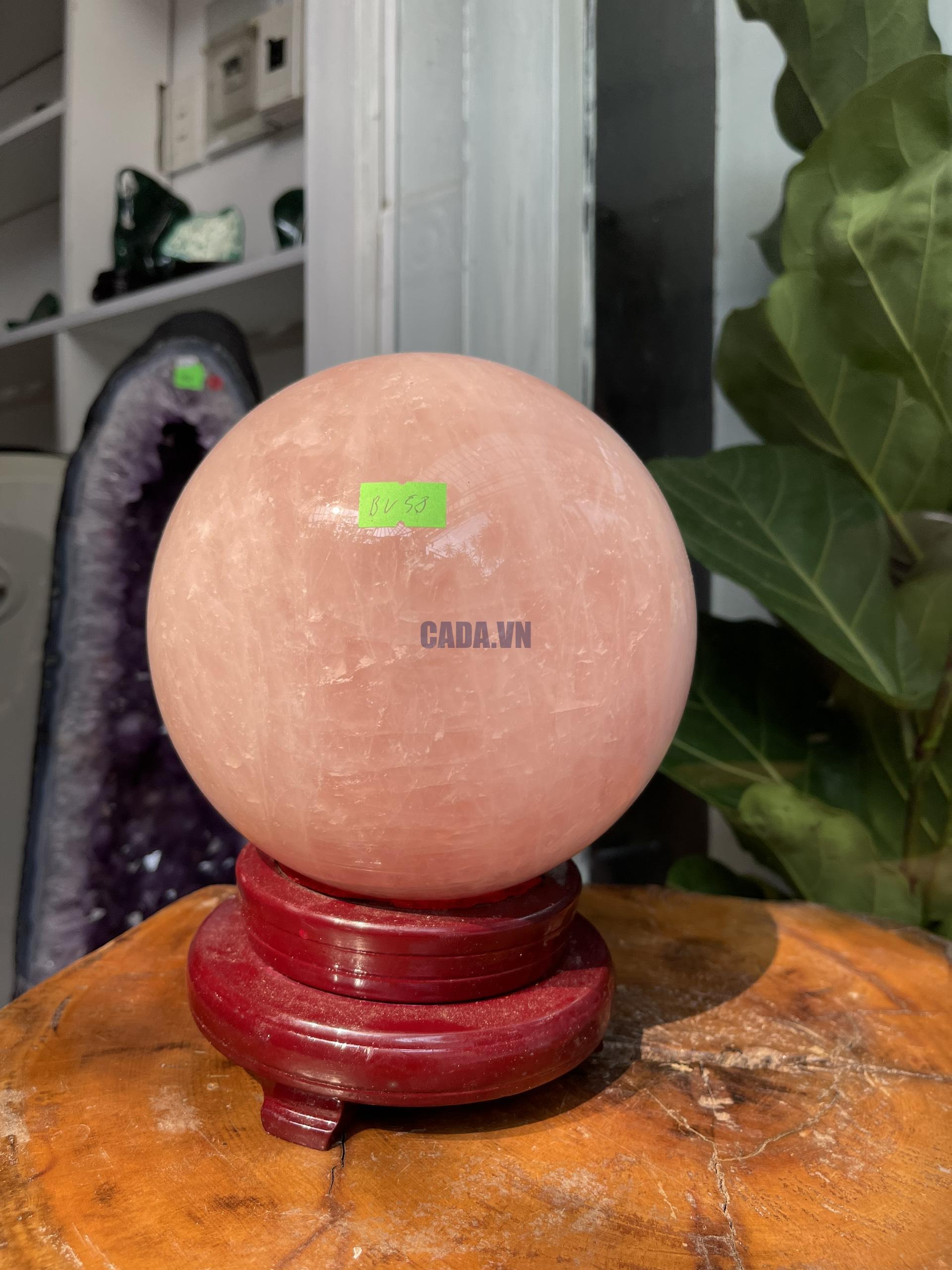 Bi cầu Thạch Anh Hồng - Rose Quartz Sphere (BH58), ĐK: 16.8CM, KL: 6.778KG