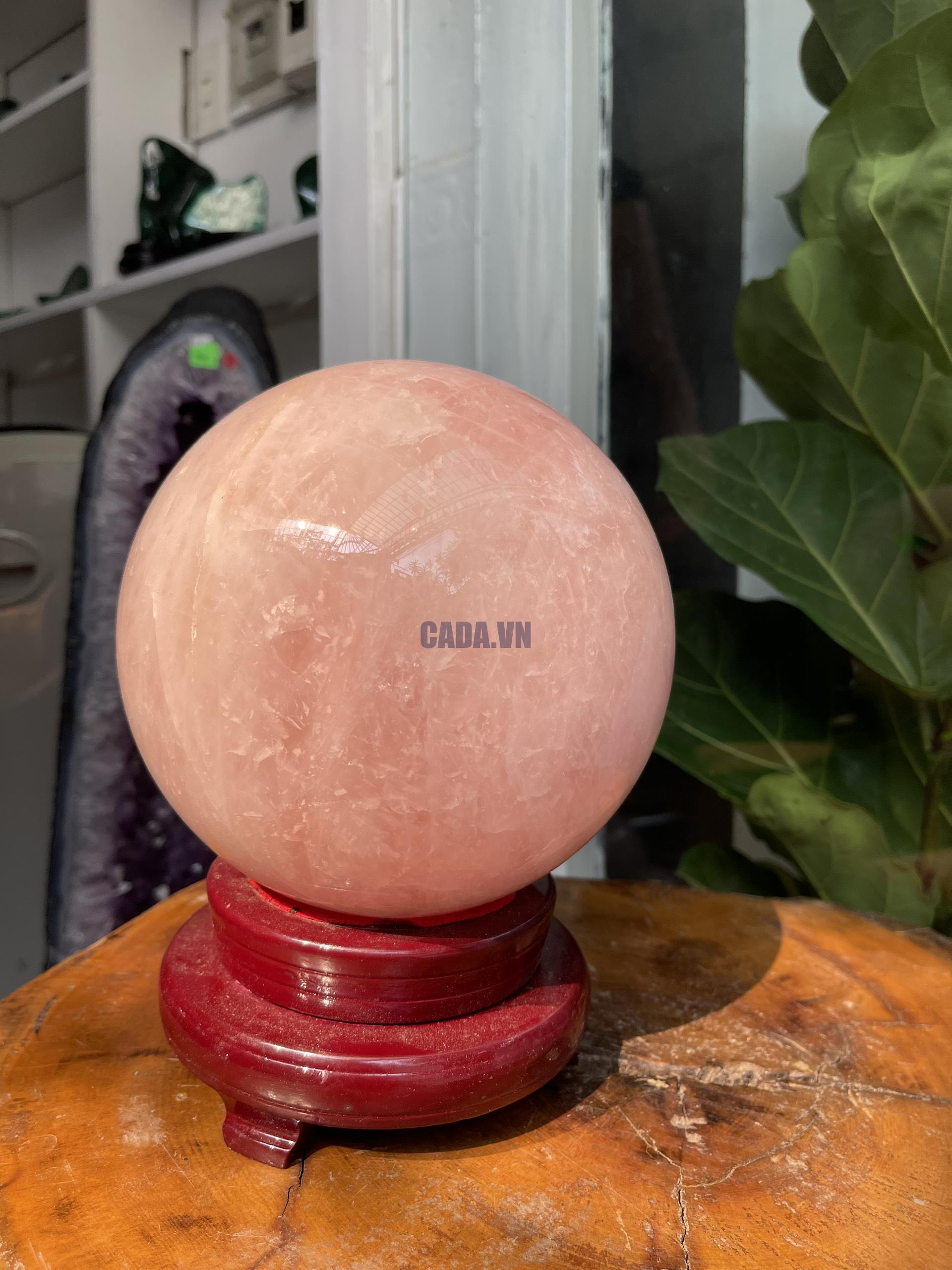 Bi cầu Thạch Anh Hồng - Rose Quartz Sphere (BH58), ĐK: 16.8CM, KL: 6.778KG