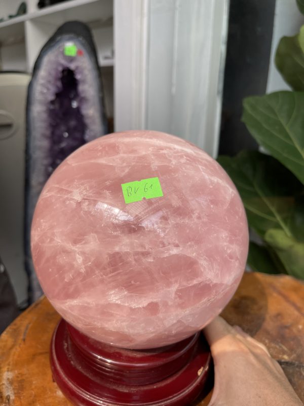 Bi cầu Thạch Anh Hồng - Rose Quartz Sphere (BH61), ĐK: 15.9CM, KL: 5.49KG