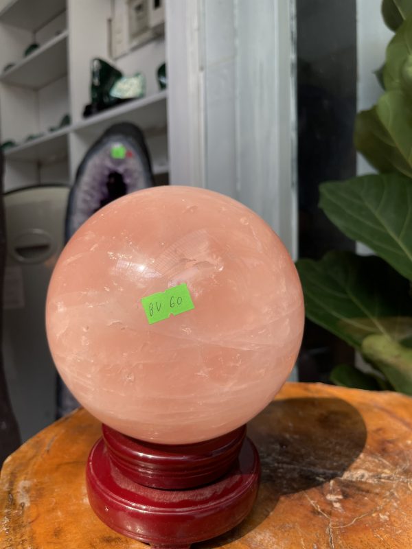 Bi cầu Thạch Anh Hồng - Rose Quartz Sphere (BH60), ĐK: 15.9CM, KL: 4.758KG