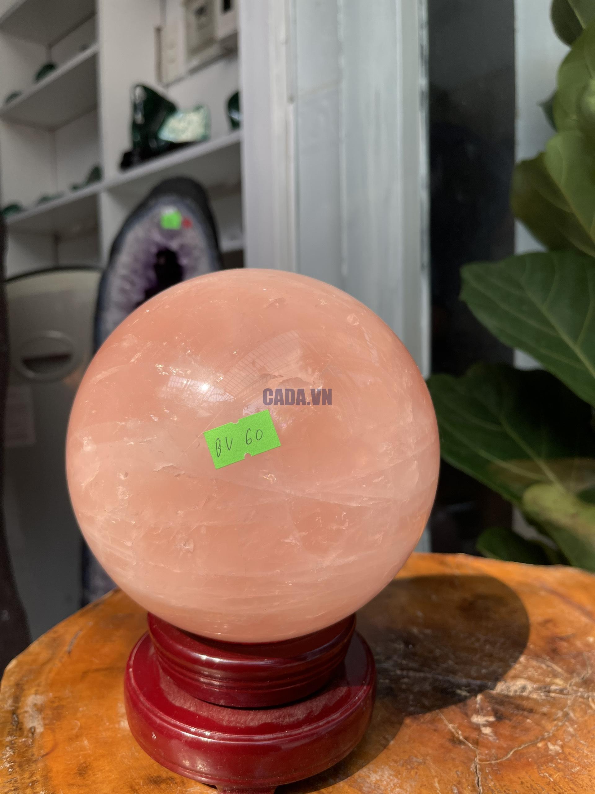 Bi cầu Thạch Anh Hồng - Rose Quartz Sphere (BH60), ĐK: 15.9CM, KL: 4.758KG