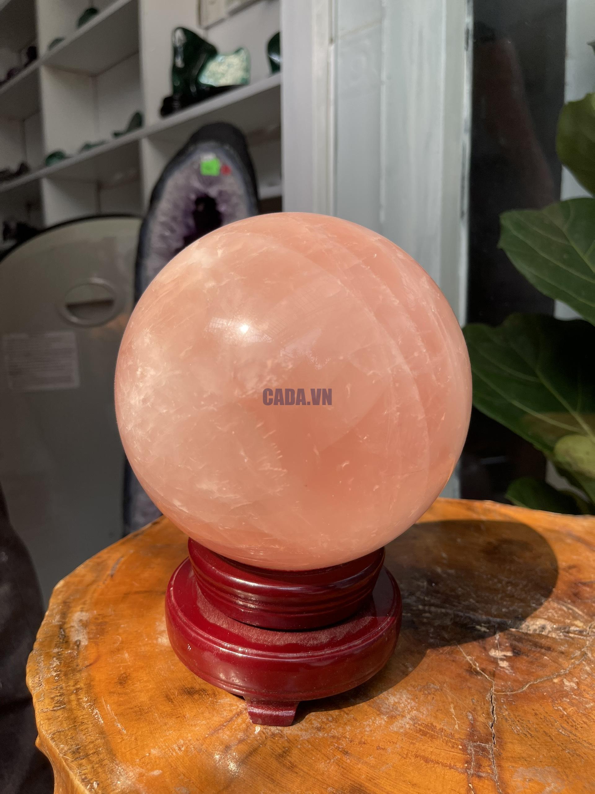 Bi cầu Thạch Anh Hồng - Rose Quartz Sphere (BH60), ĐK: 15.9CM, KL: 4.758KG
