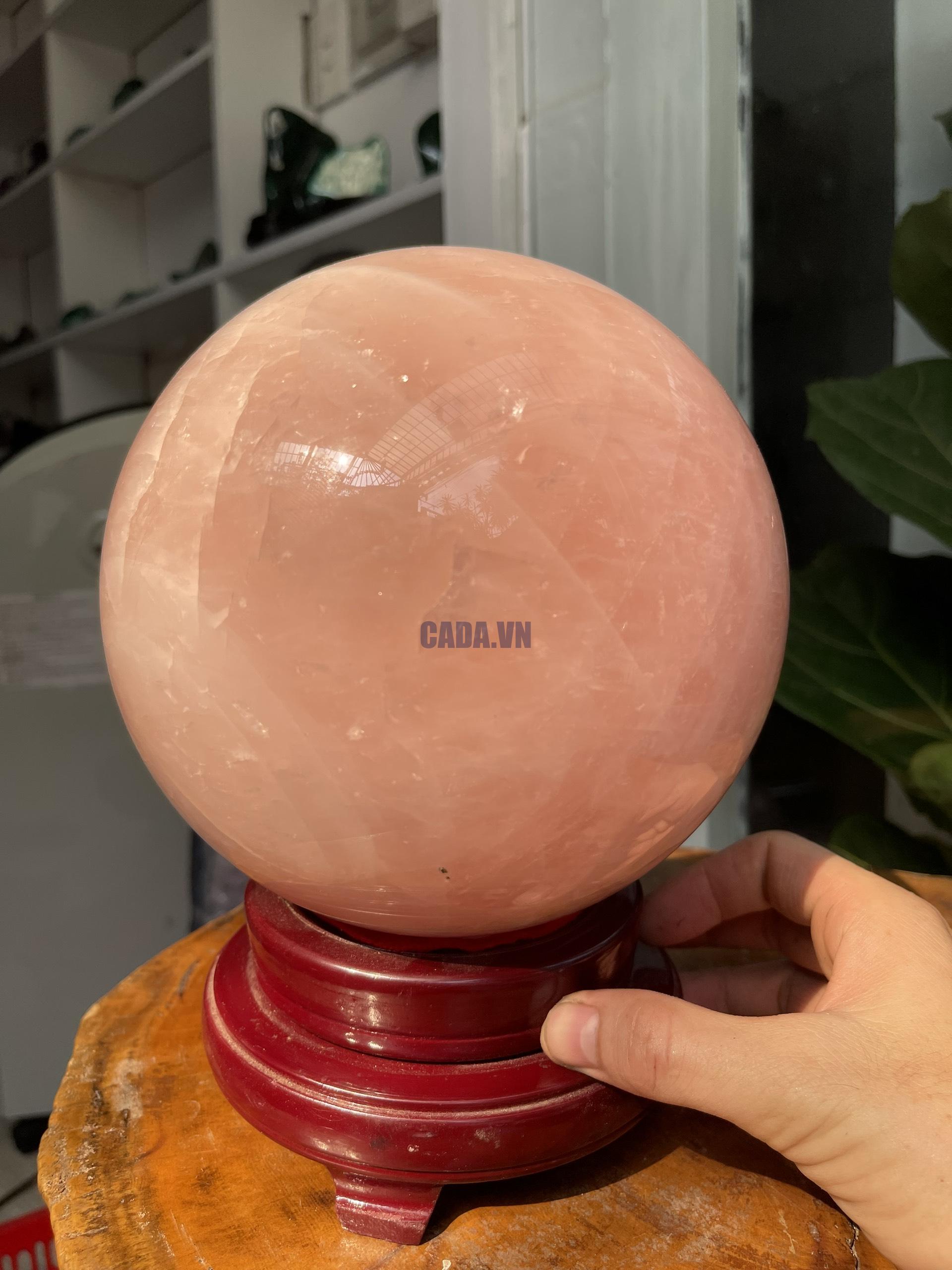 Bi cầu Thạch Anh Hồng - Rose Quartz Sphere (BH59), ĐK: 17.8CM, KL: 7.732KG