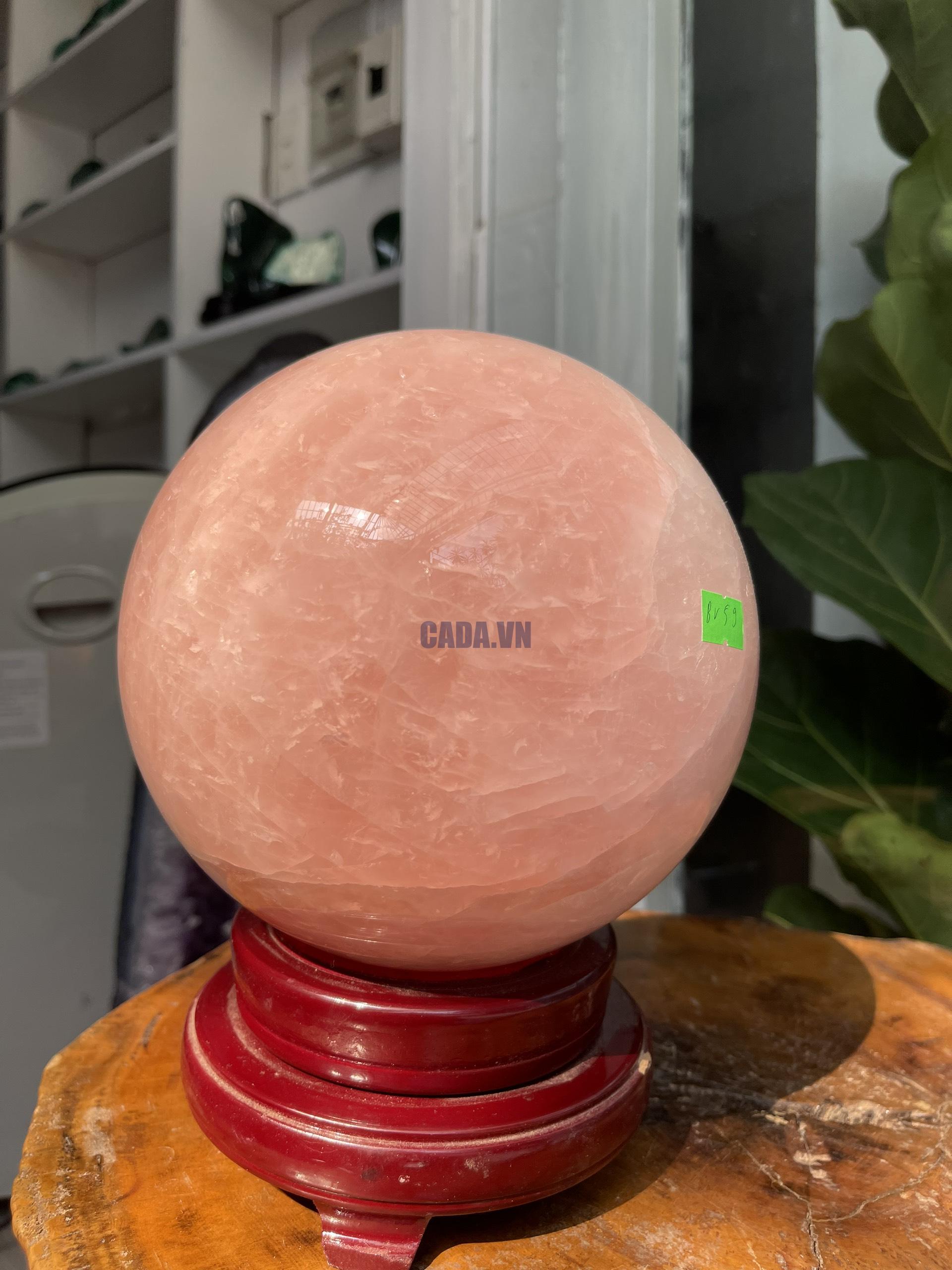 Bi cầu Thạch Anh Hồng - Rose Quartz Sphere (BH59), ĐK: 17.8CM, KL: 7.732KG