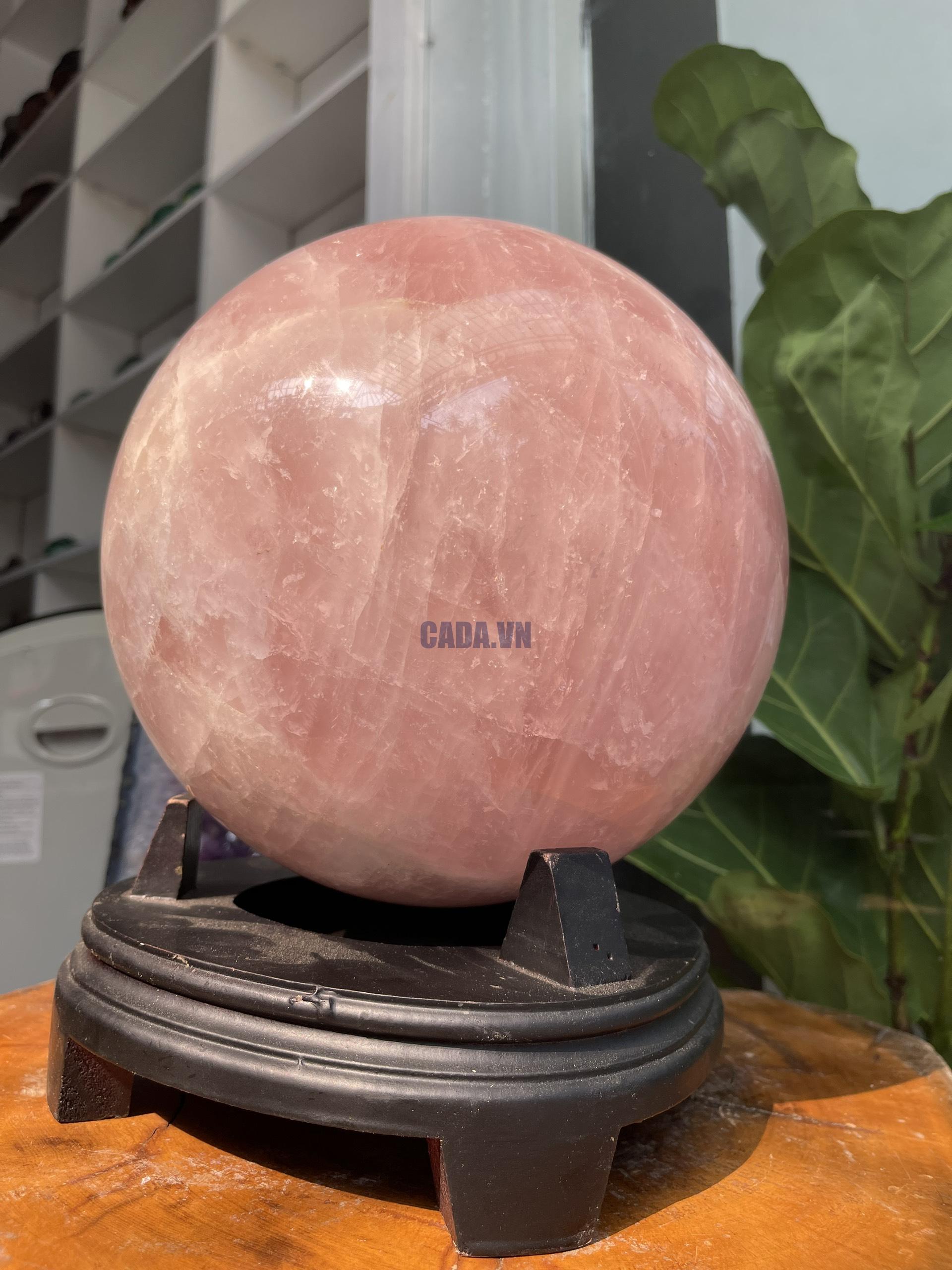 Bi cầu Thạch Anh Hồng - Rose Quartz Sphere (BH62), ĐK: 24.2CM, KL: 18.8KG