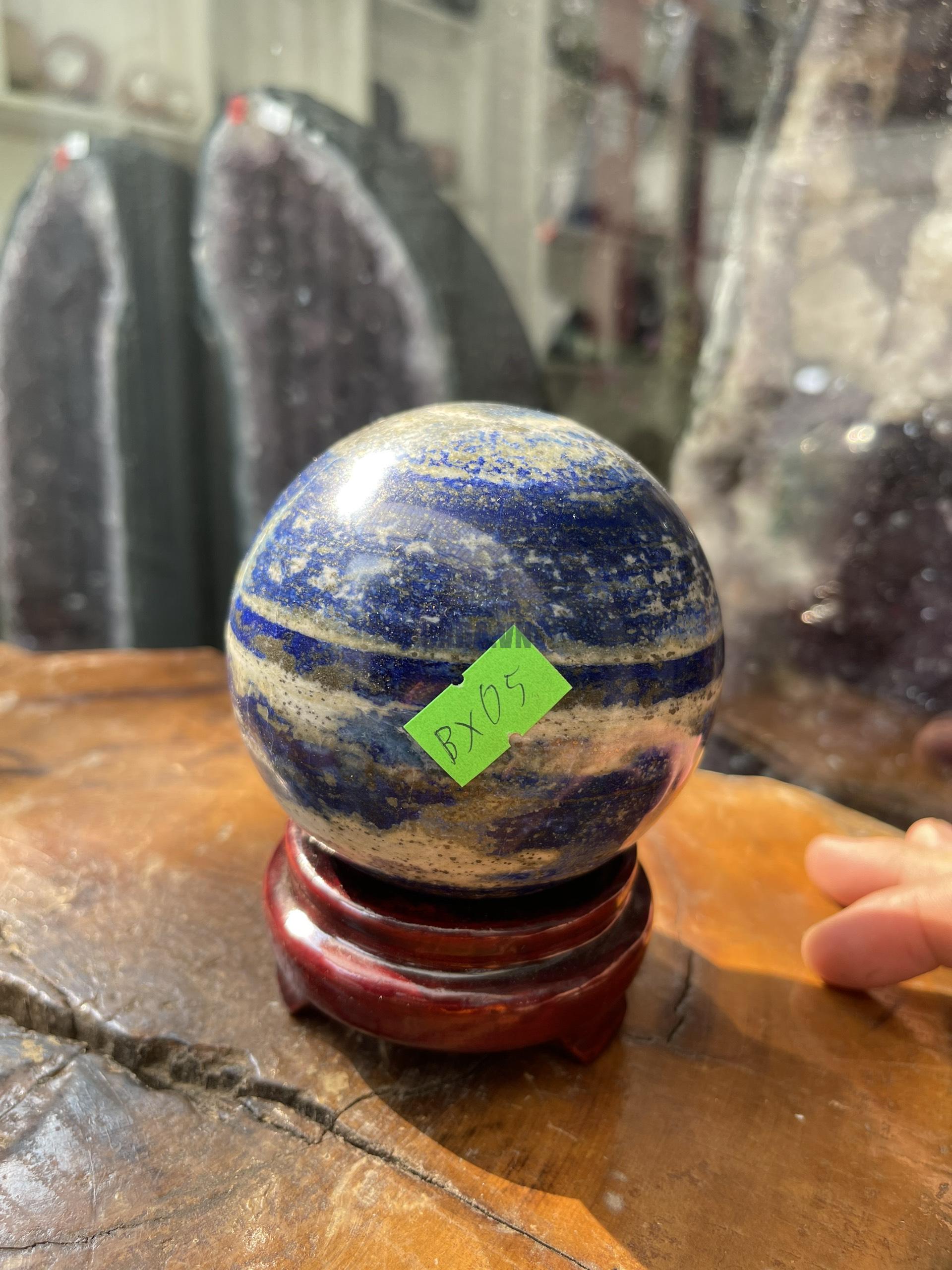 Bi cầu Đá Thiên Thanh - Lapis Lazuli Sphere (BX05), ĐK: 8.5CM, KL: 1.03KG