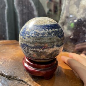 Bi cầu Đá Thiên Thanh - Lapis Lazuli Sphere (BX05), ĐK: 8.5CM, KL: 1.03KG