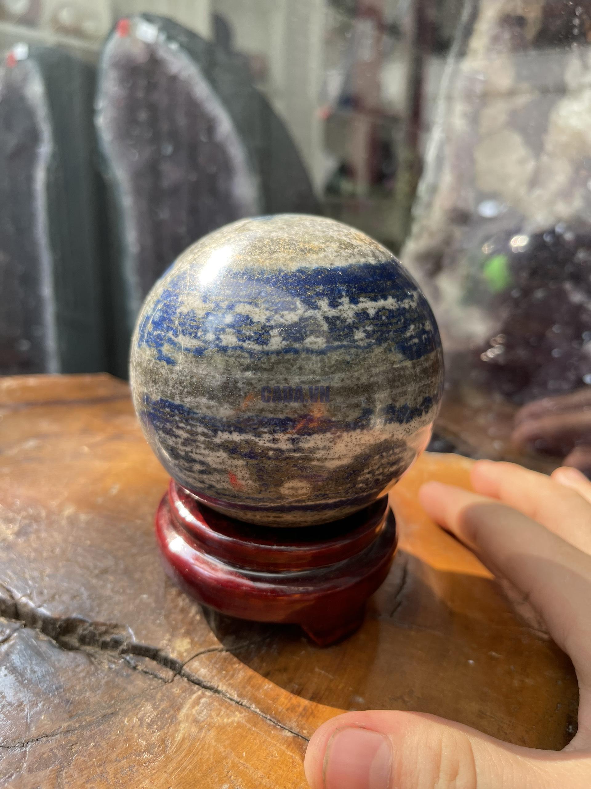 Bi cầu Đá Thiên Thanh - Lapis Lazuli Sphere (BX05), ĐK: 8.5CM, KL: 1.03KG