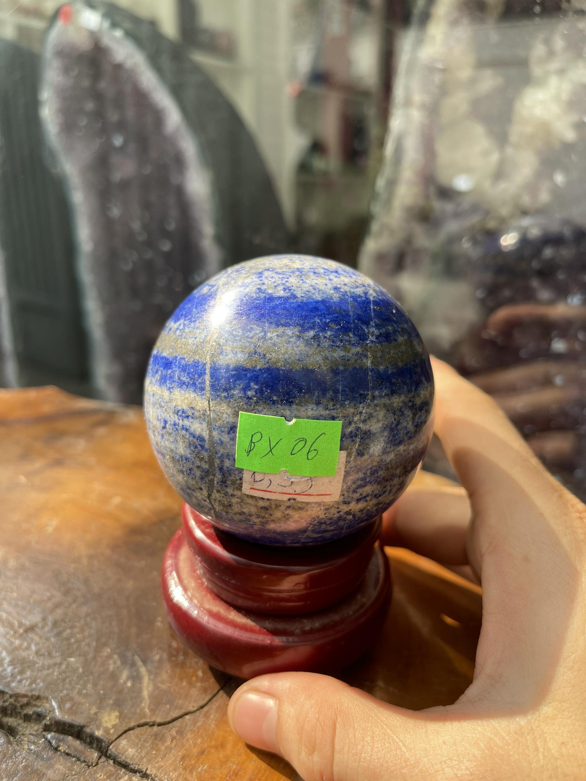 Bi cầu Đá Thiên Thanh - Lapis Lazuli Sphere (BX06), ĐK: 7.24CM, KL: 0.59KG