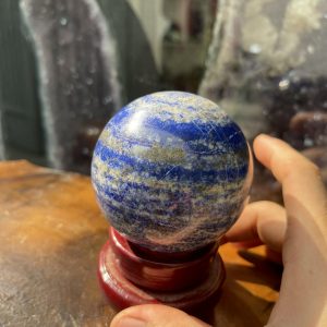 Bi cầu Đá Thiên Thanh - Lapis Lazuli Sphere (BX06), ĐK: 7.24CM, KL: 0.59KG