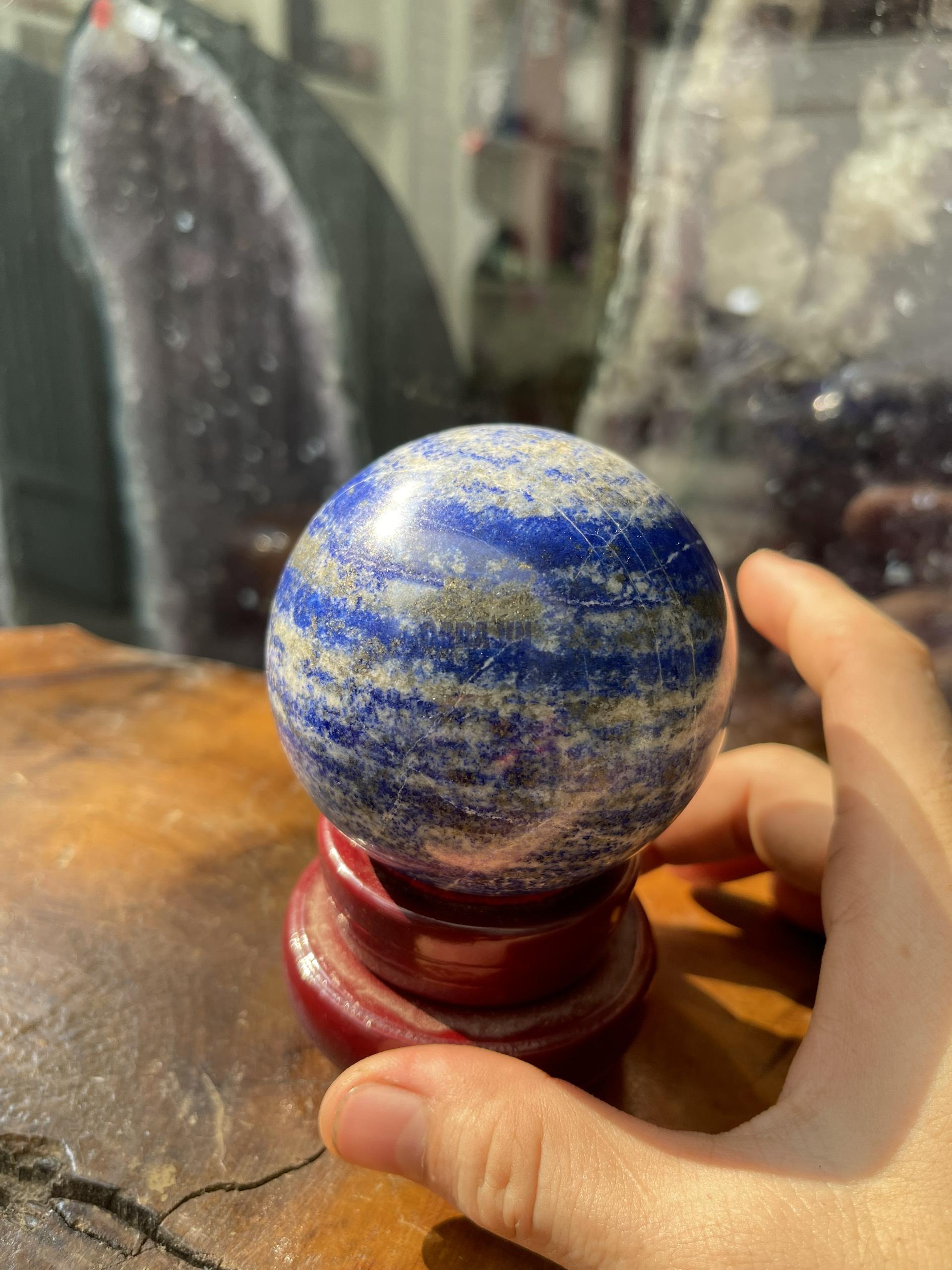 Bi cầu Đá Thiên Thanh - Lapis Lazuli Sphere (BX06), ĐK: 7.24CM, KL: 0.59KG