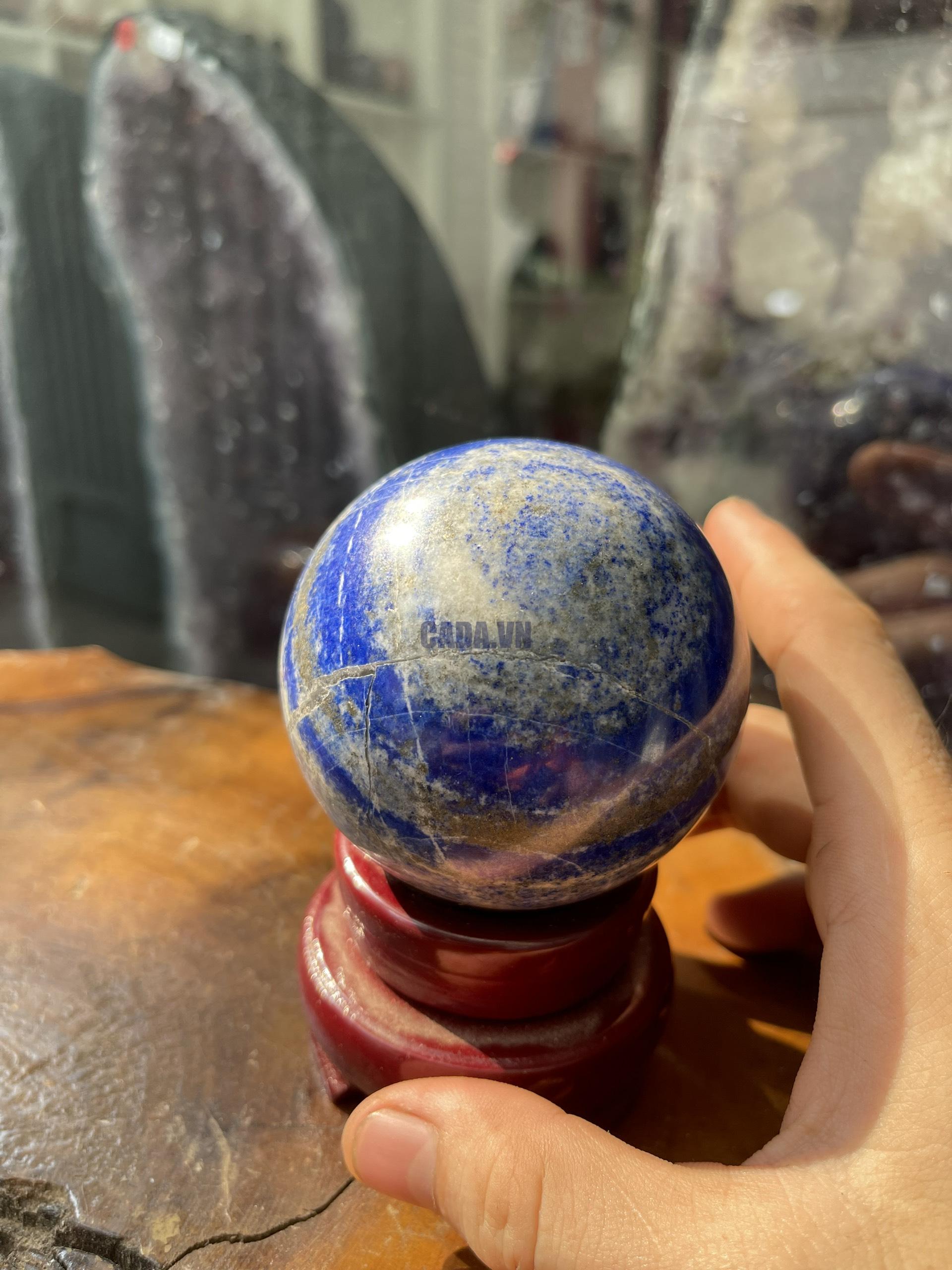 Bi cầu Đá Thiên Thanh - Lapis Lazuli Sphere (BX06), ĐK: 7.24CM, KL: 0.59KG