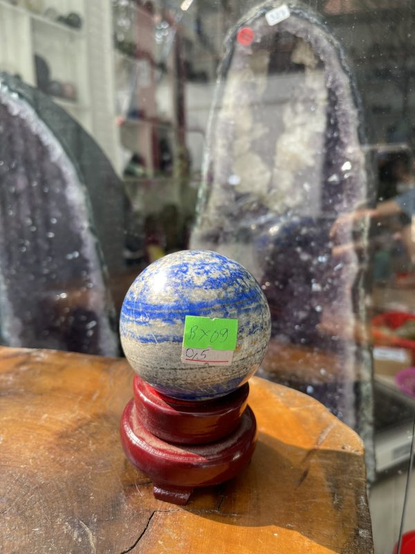 Bi cầu Đá Thiên Thanh - Lapis Lazuli Sphere (BX09), ĐK: 6.8CM, KL: 0.5KG