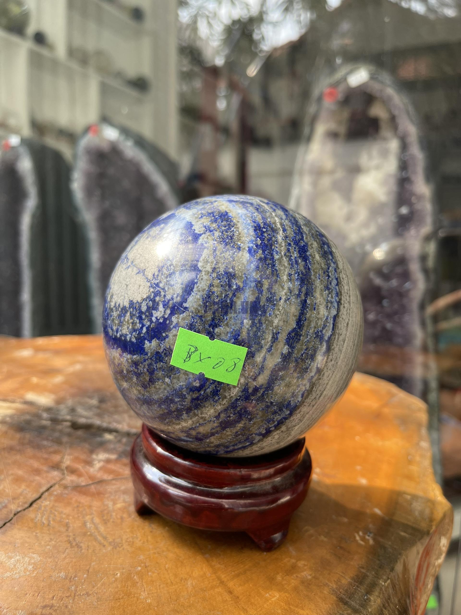 Bi cầu Đá Thiên Thanh - Lapis Lazuli Sphere (BX08), ĐK: 9.6CM, KL: 1.5KG