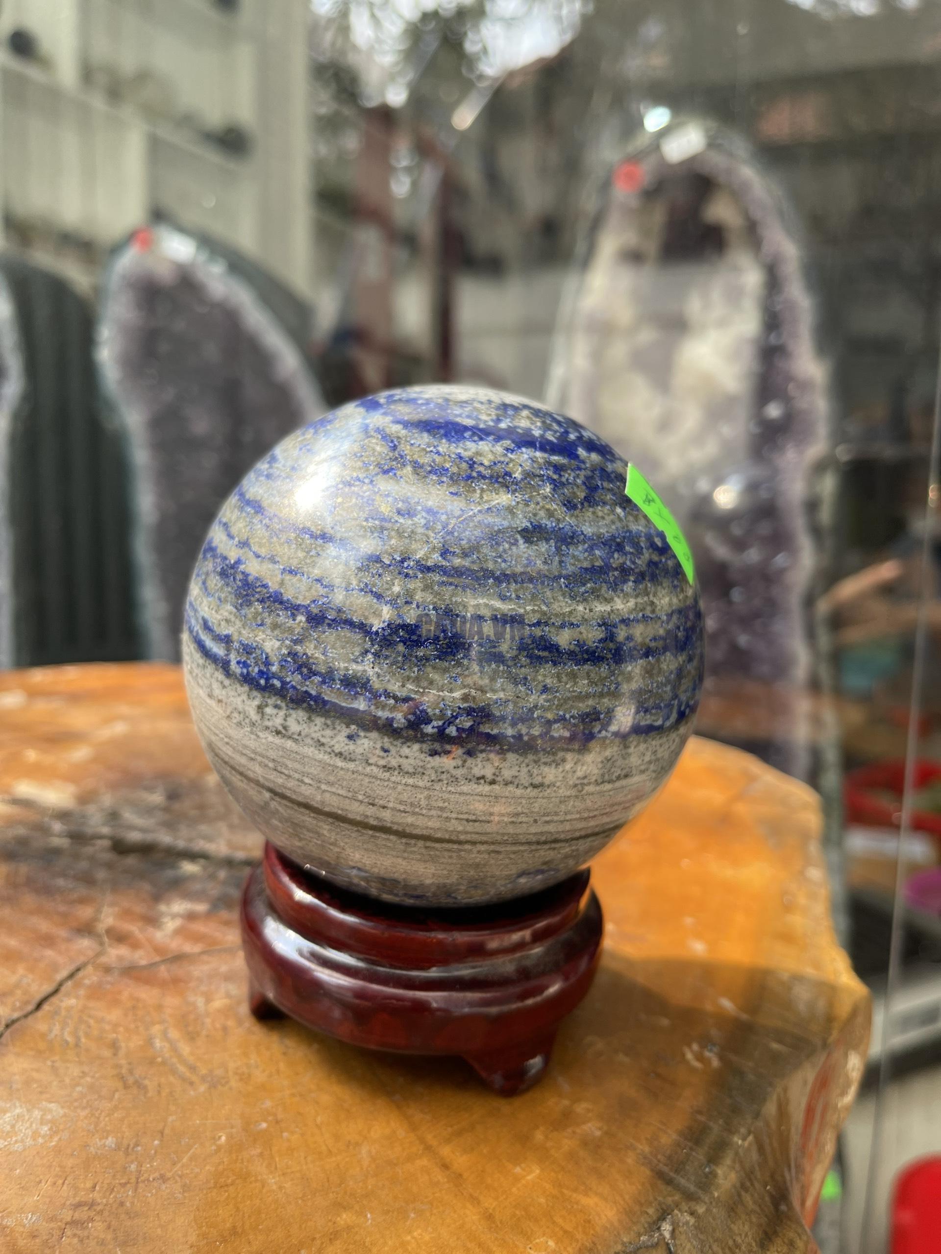 Bi cầu Đá Thiên Thanh - Lapis Lazuli Sphere (BX08), ĐK: 9.6CM, KL: 1.5KG