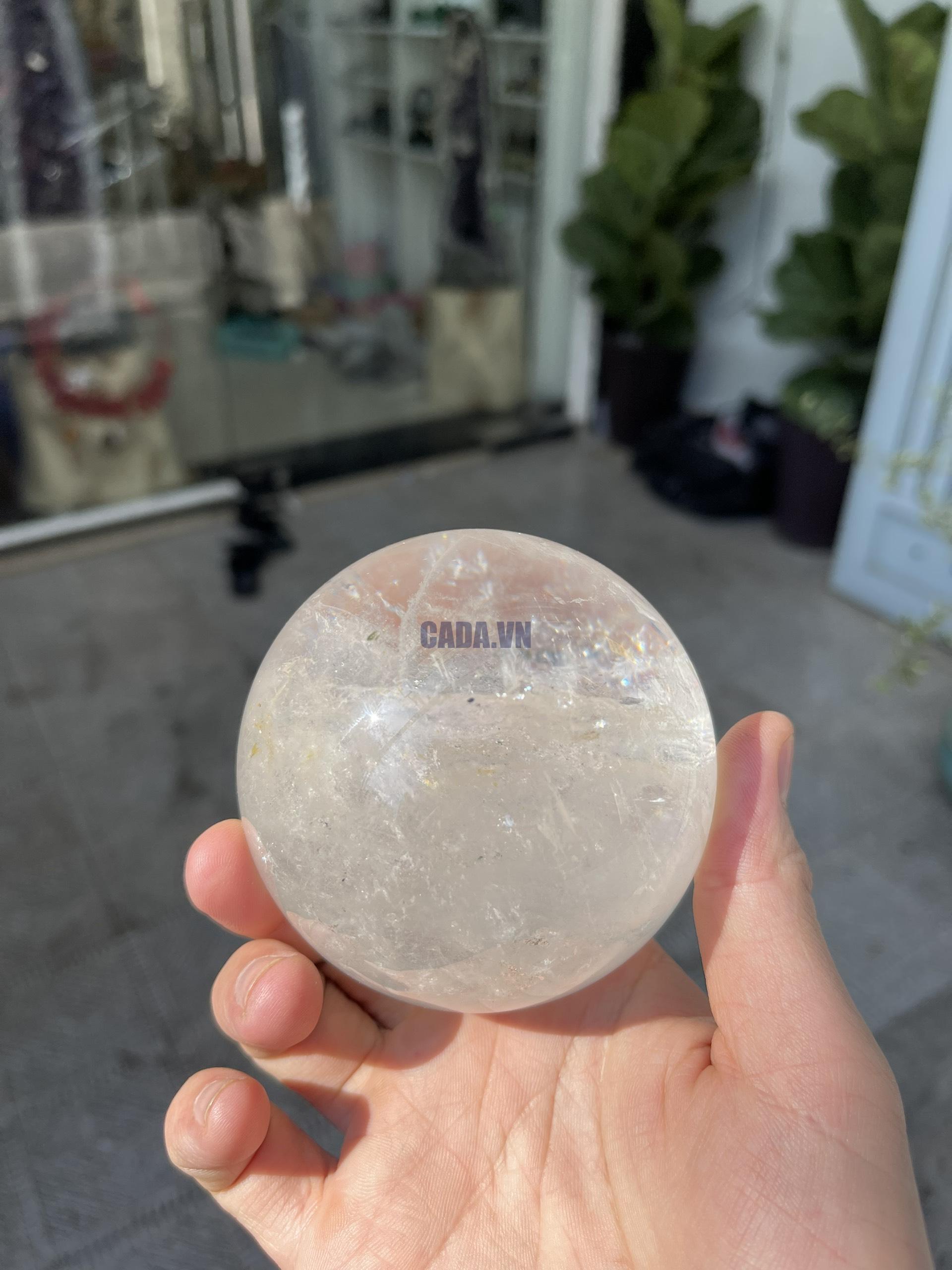 Bi cầu Thạch Anh Trắng – Clear Quartz Sphere (TAT19), KL: 0.846 KG