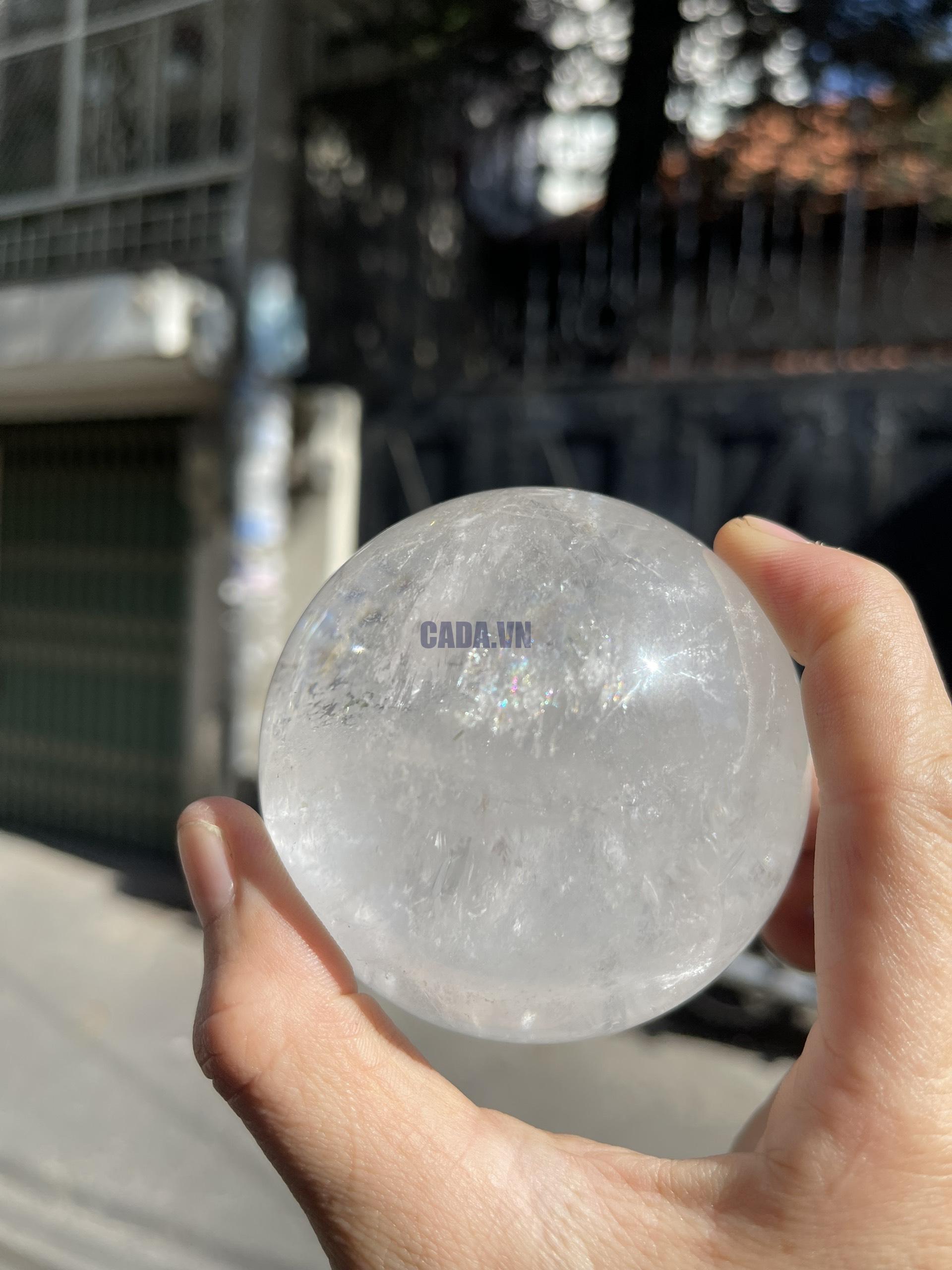 Bi cầu Thạch Anh Trắng – Clear Quartz Sphere (TAT19), KL: 0.846 KG