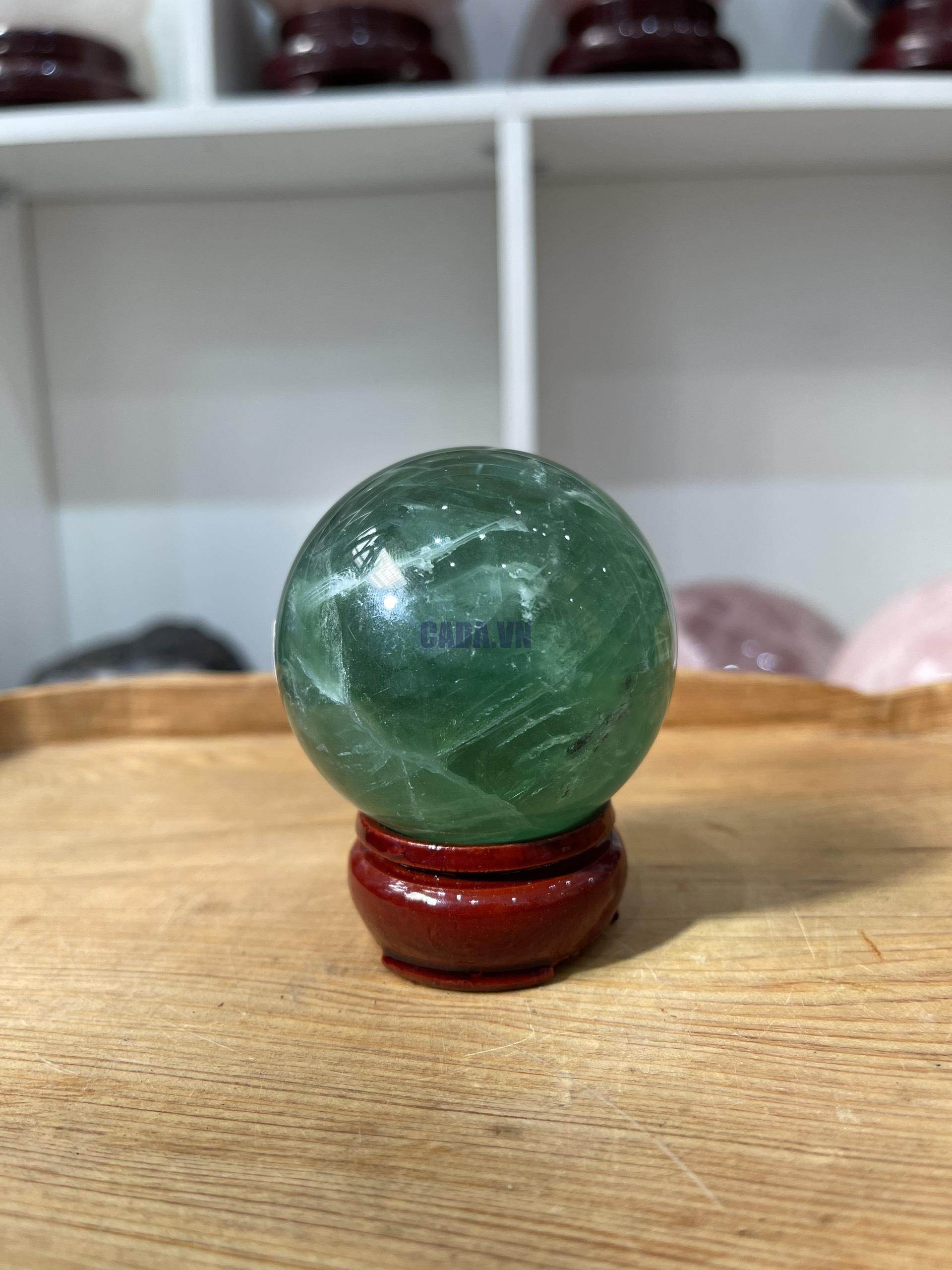 Bi cầu Fluorite Xanh - Green Fluorite Sphere (BX36), ĐK: 6 CM, KL: 0.37 KG