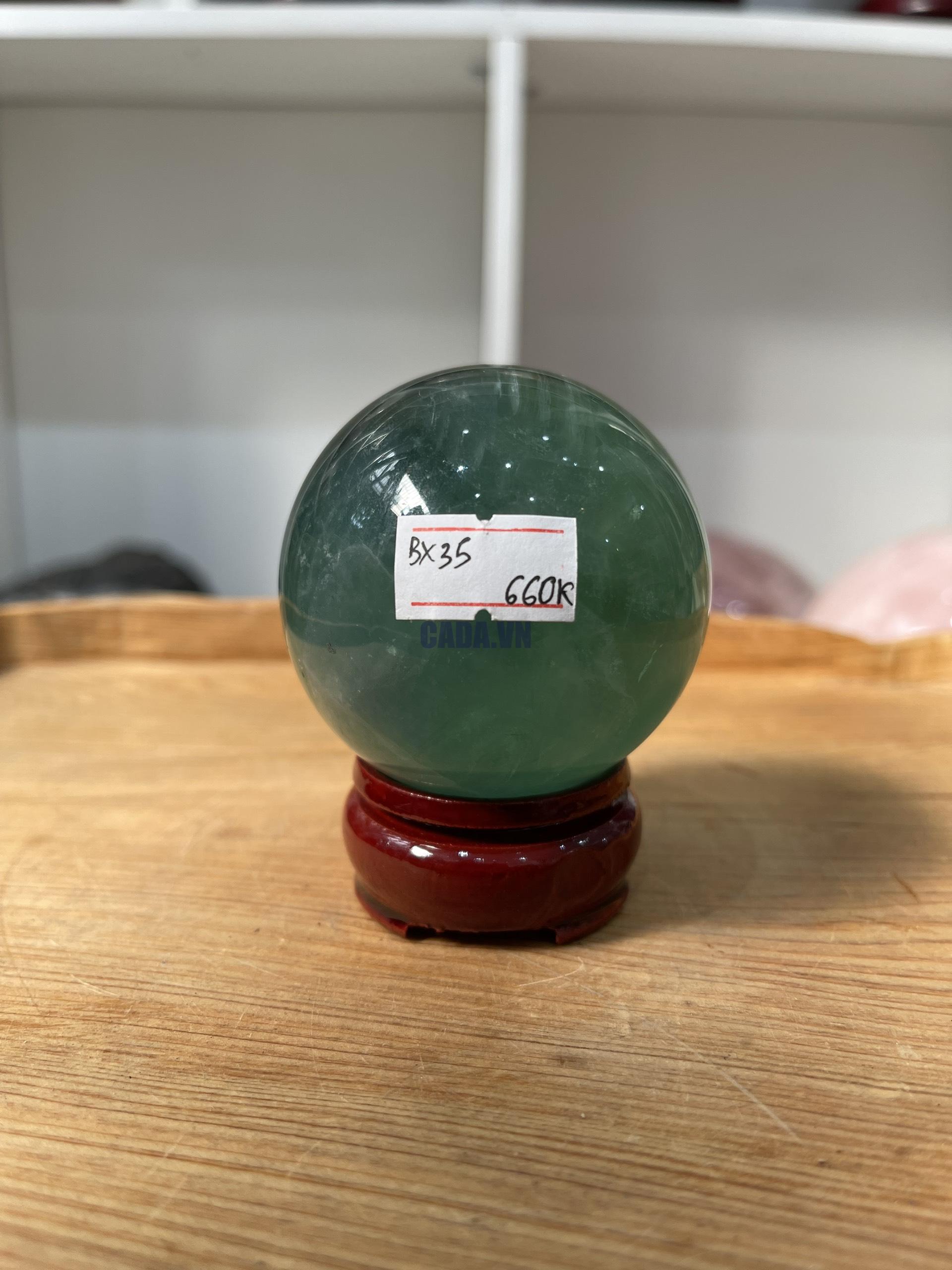 Bi cầu Fluorite Xanh - Green Fluorite Sphere (BX35), ĐK: 6 CM, KL: 0.366 KG