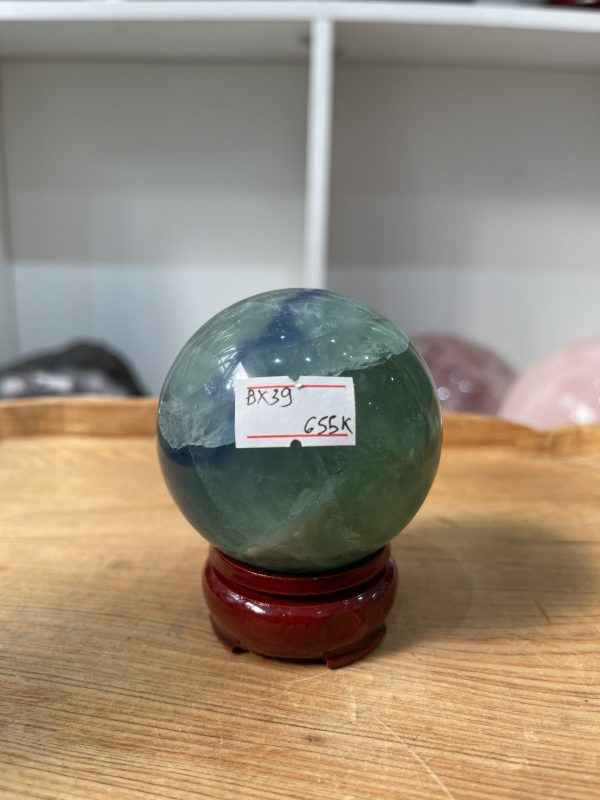 Bi cầu Fluorite Xanh - Green Fluorite Sphere (BX39), ĐK: 6 CM, KL: 0.365 KG