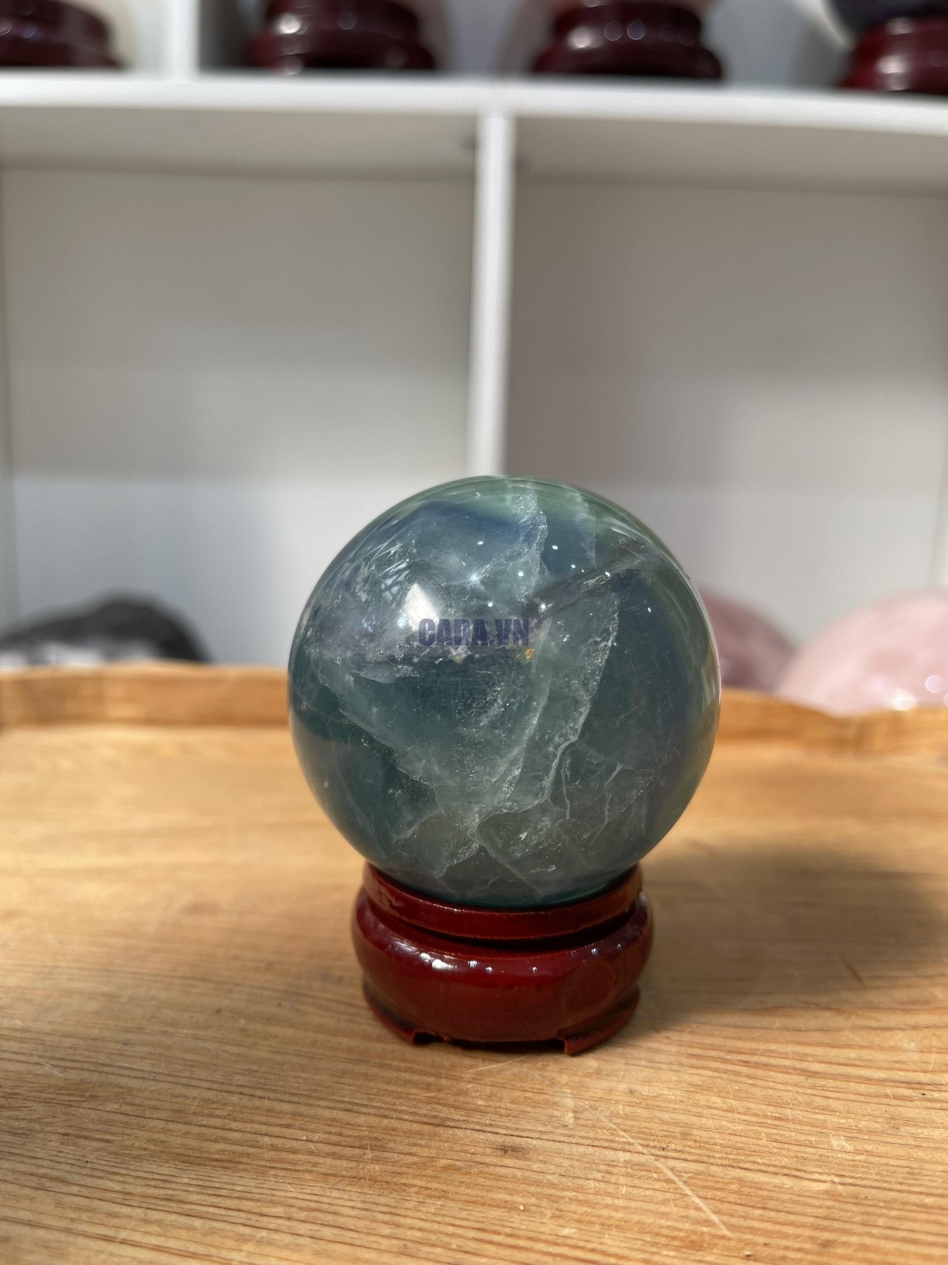 Bi cầu Fluorite Xanh - Green Fluorite Sphere (BX39), ĐK: 6 CM, KL: 0.365 KG