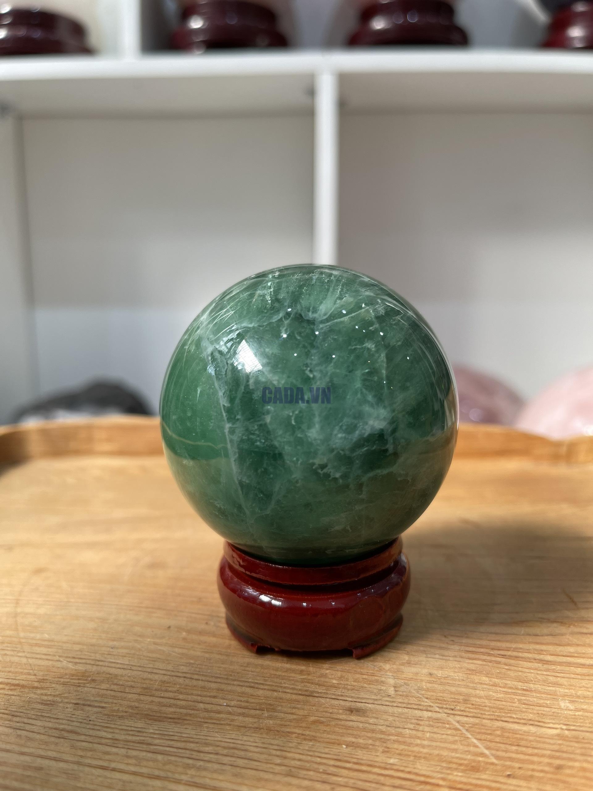 Bi cầu Fluorite Xanh - Green Fluorite Sphere (BX38), ĐK: 6.45 CM, KL: 0.445 KG