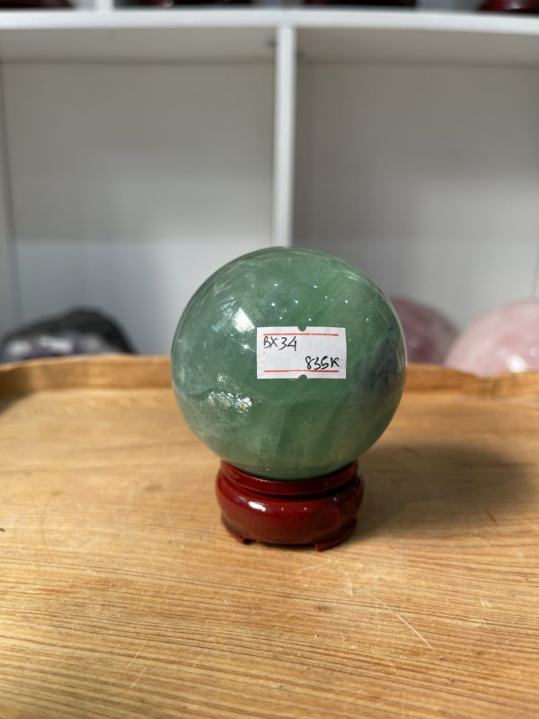 Bi cầu Fluorite Xanh - Green Fluorite Sphere (BX34), ĐK: 6.5 CM, KL: 0.465 KG