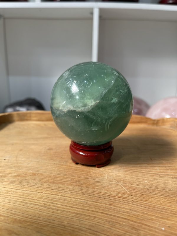 Bi cầu Fluorite Xanh - Green Fluorite Sphere (BX41), ĐK: 7.55 CM, KL: 0.742 KG