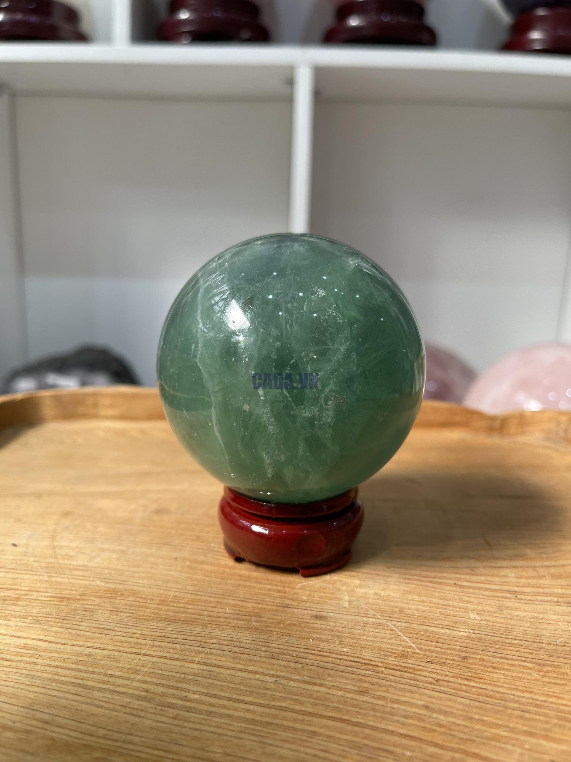 Bi cầu Fluorite Xanh - Green Fluorite Sphere (BX41), ĐK: 7.55 CM, KL: 0.742 KG