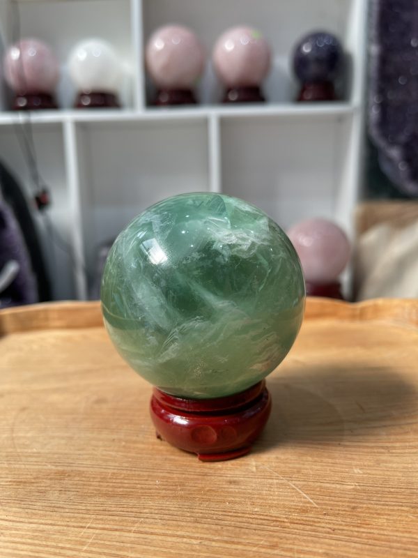 Bi cầu Fluorite Xanh - Green Fluorite Sphere (BX06), ĐK: 7 CM, KL: 0.565 KG