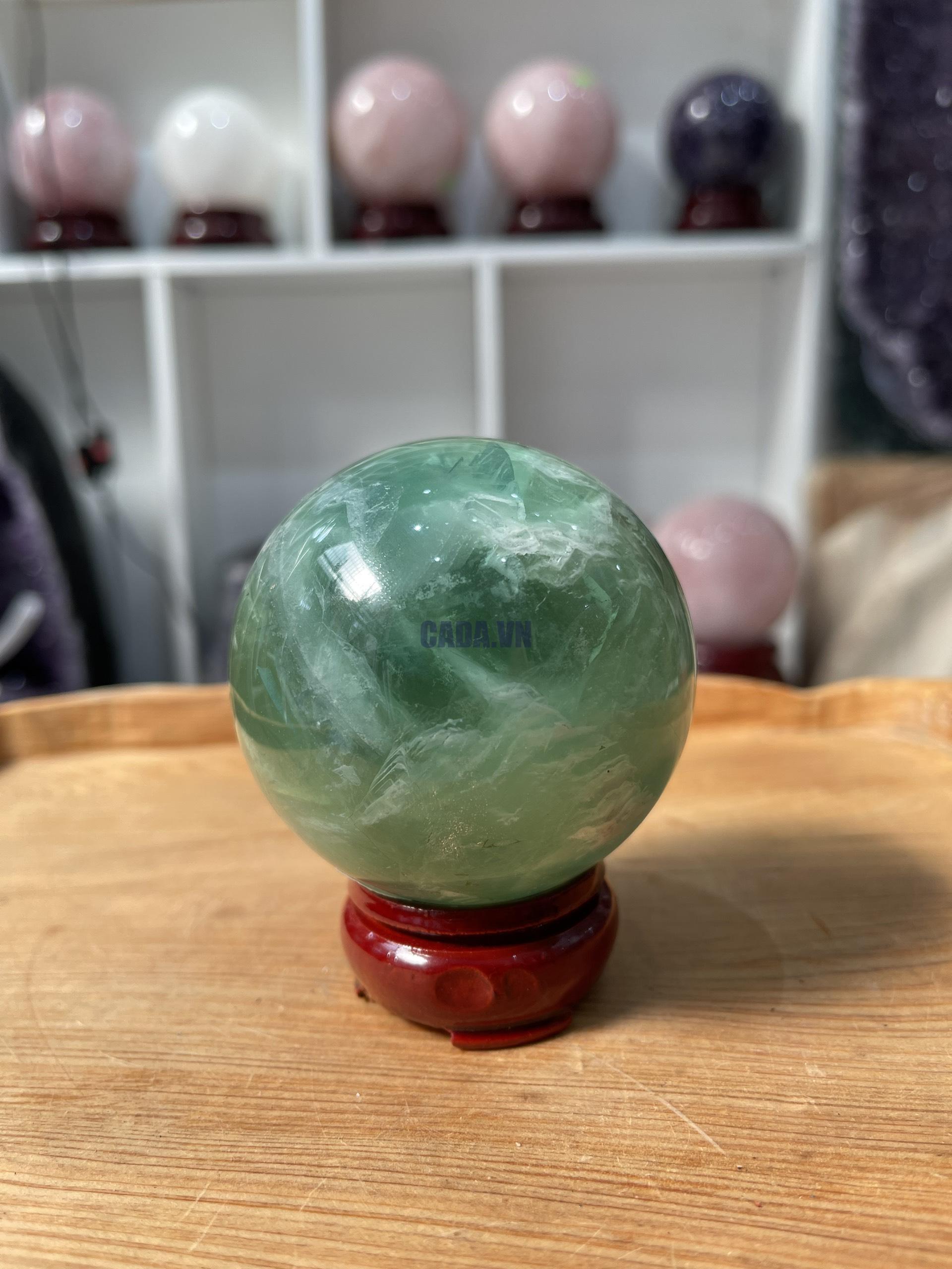 Bi cầu Fluorite Xanh - Green Fluorite Sphere (BX06), ĐK: 7 CM, KL: 0.565 KG