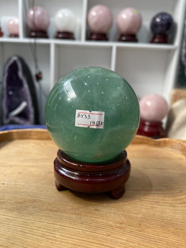 Bi cầu Fluorite Xanh - Green Fluorite Sphere (BX33), ĐK: 8.7 CM, KL: 1.09 KG