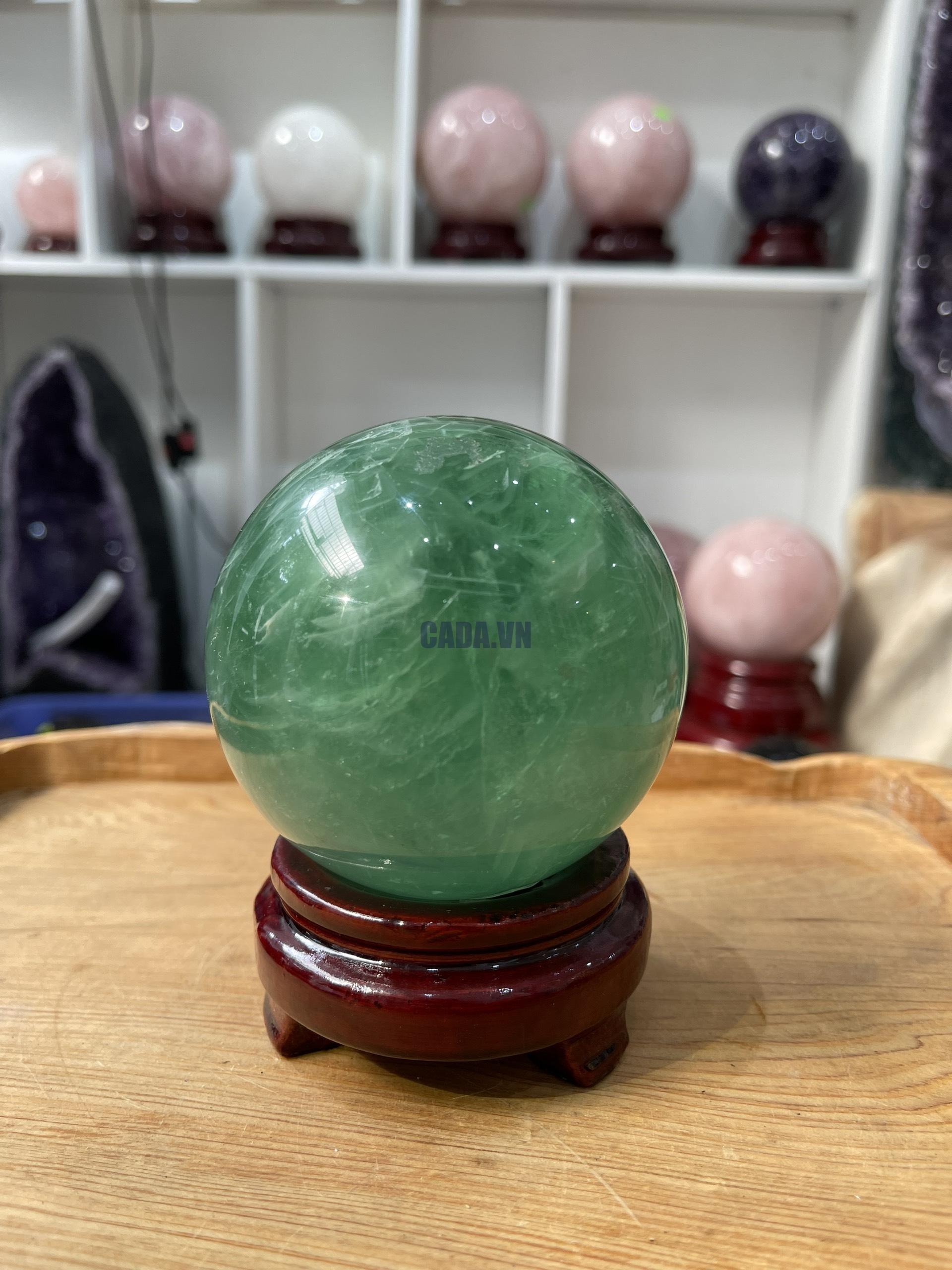 Bi cầu Fluorite Xanh - Green Fluorite Sphere (BX33), ĐK: 8.7 CM, KL: 1.09 KG