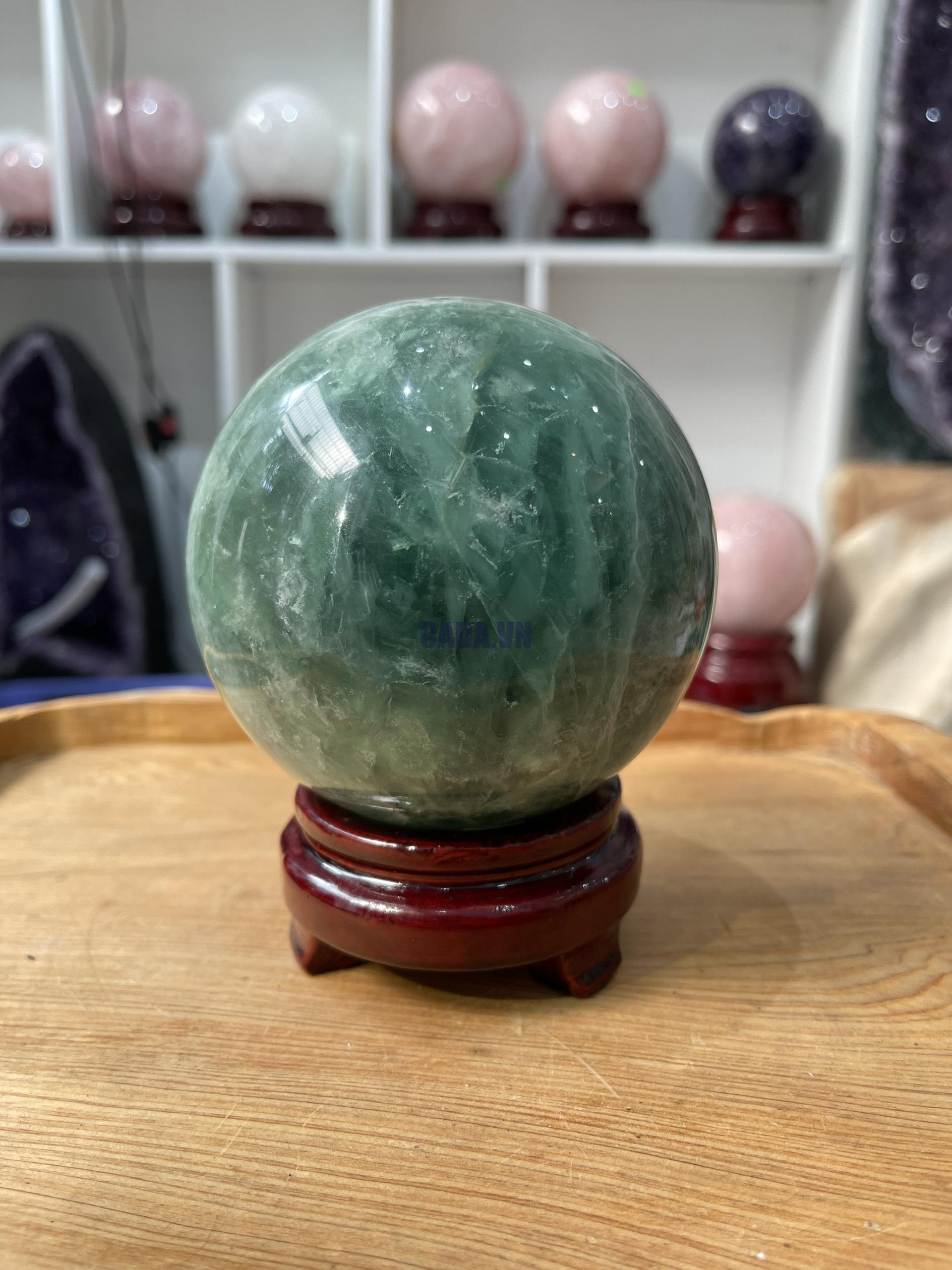 Bi cầu Fluorite Xanh - Green Fluorite Sphere (BX30), ĐK: 10.2 CM, KL: 1.778 KG