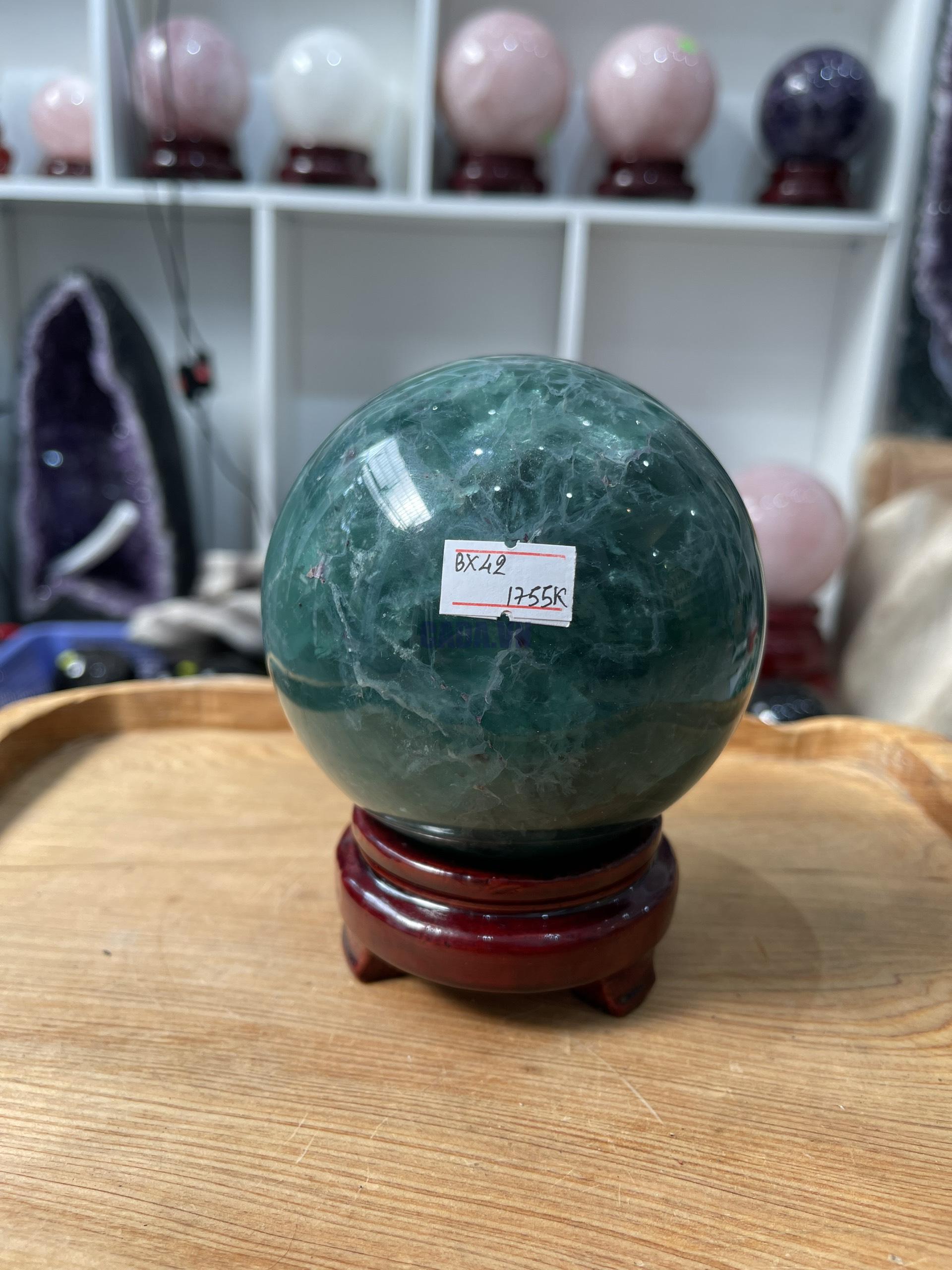 Bi cầu Fluorite Xanh - Green Fluorite Sphere (BX42), ĐK: 10.1 CM, KL: 1.756 KG