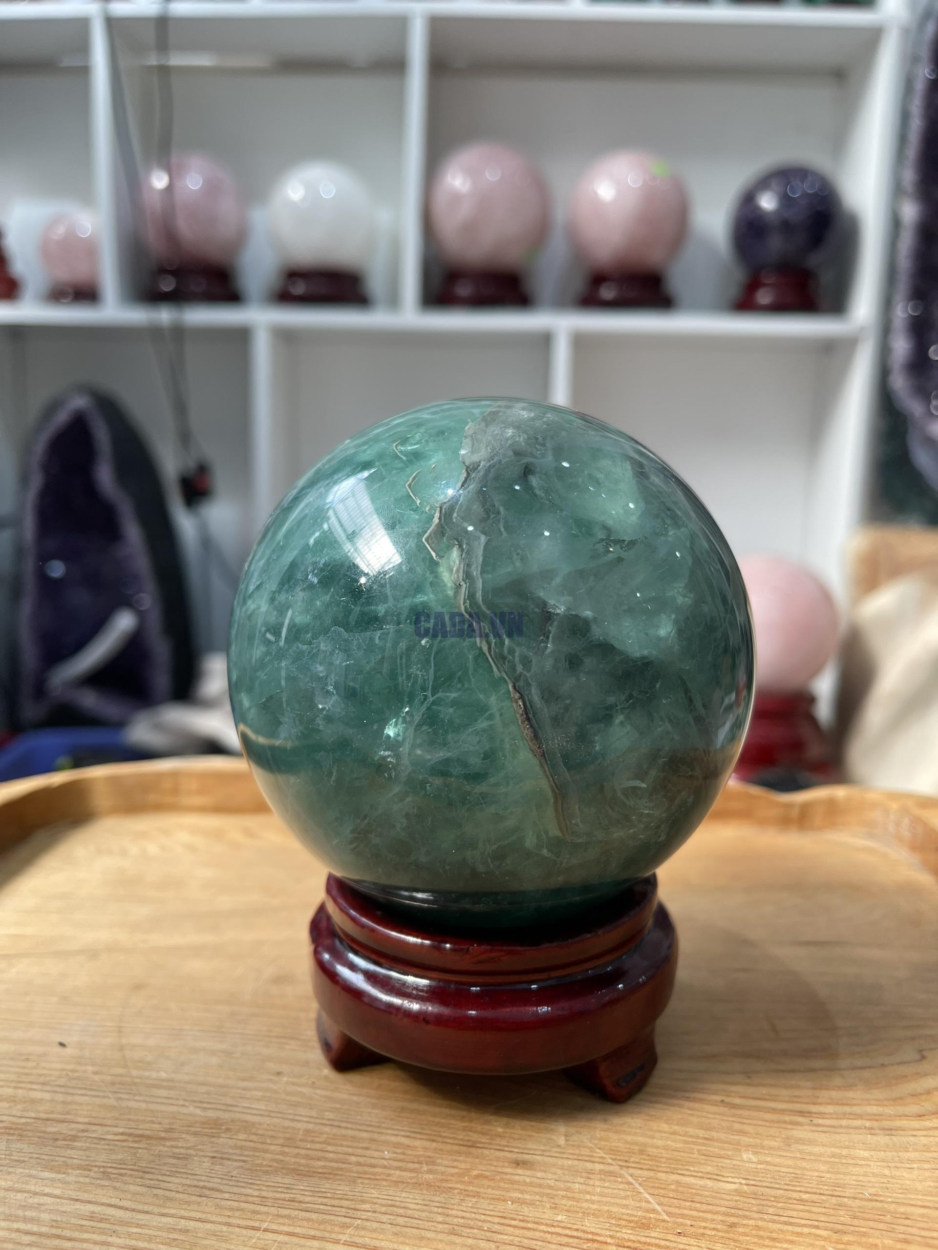 Bi cầu Fluorite Xanh - Green Fluorite Sphere (BX42), ĐK: 10.1 CM, KL: 1.756 KG