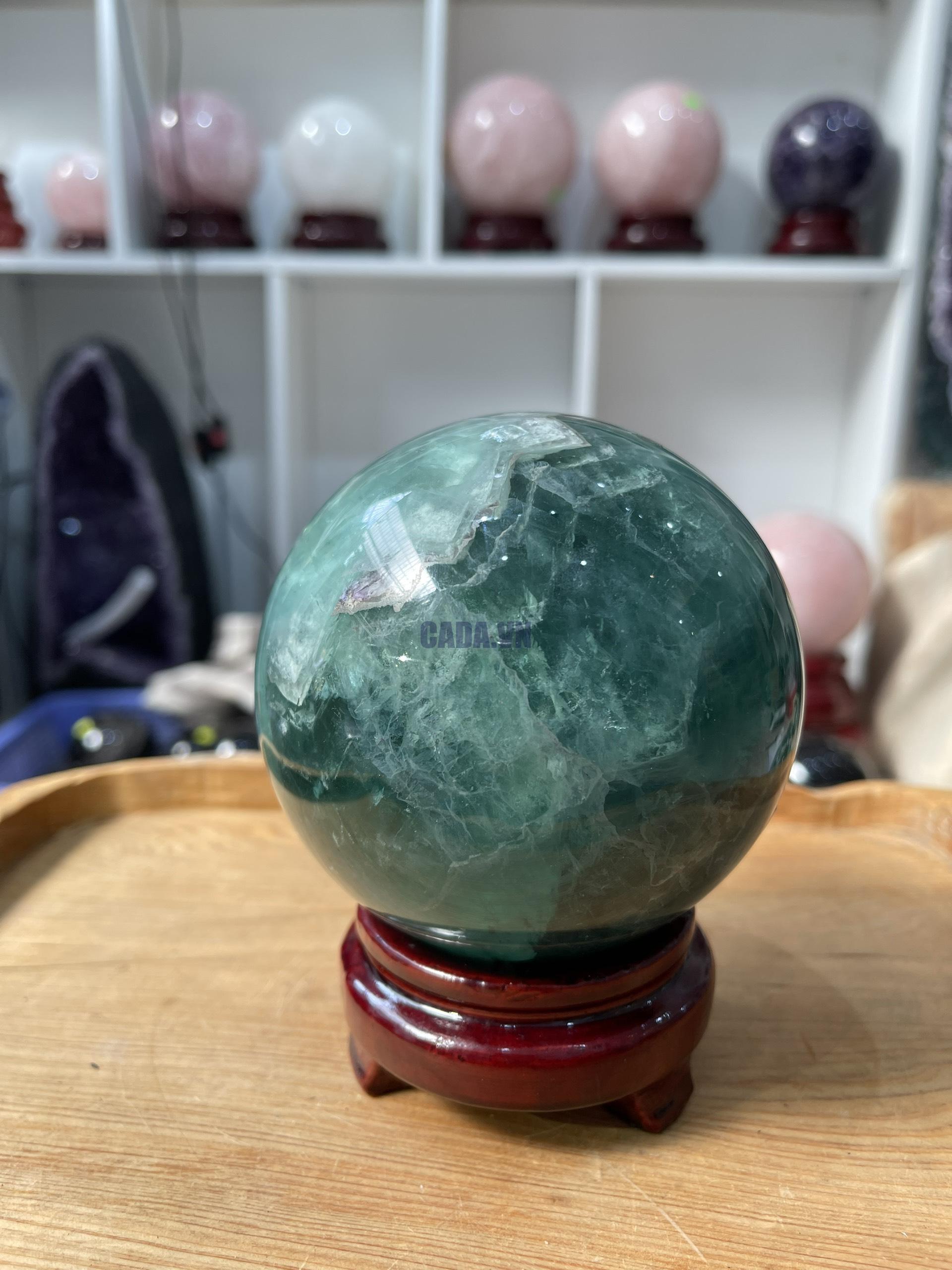 Bi cầu Fluorite Xanh - Green Fluorite Sphere (BX42), ĐK: 10.1 CM, KL: 1.756 KG