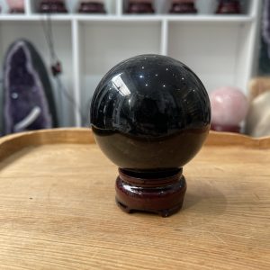 Bi cầu Thạch Anh Đen - Black Quartz Sphere (BĐE26), KL: 0.464 KG, ĐK: 7 CM