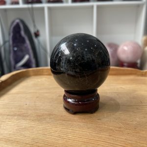 Bi cầu Thạch Anh Đen - Black Quartz Sphere (BĐE28), KL: 0.422 KG, ĐK: 6.7 CM