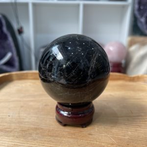 Bi cầu Thạch Anh Đen - Black Quartz Sphere (BĐE25), KL: 0.544 KG, ĐK: 7.3 CM