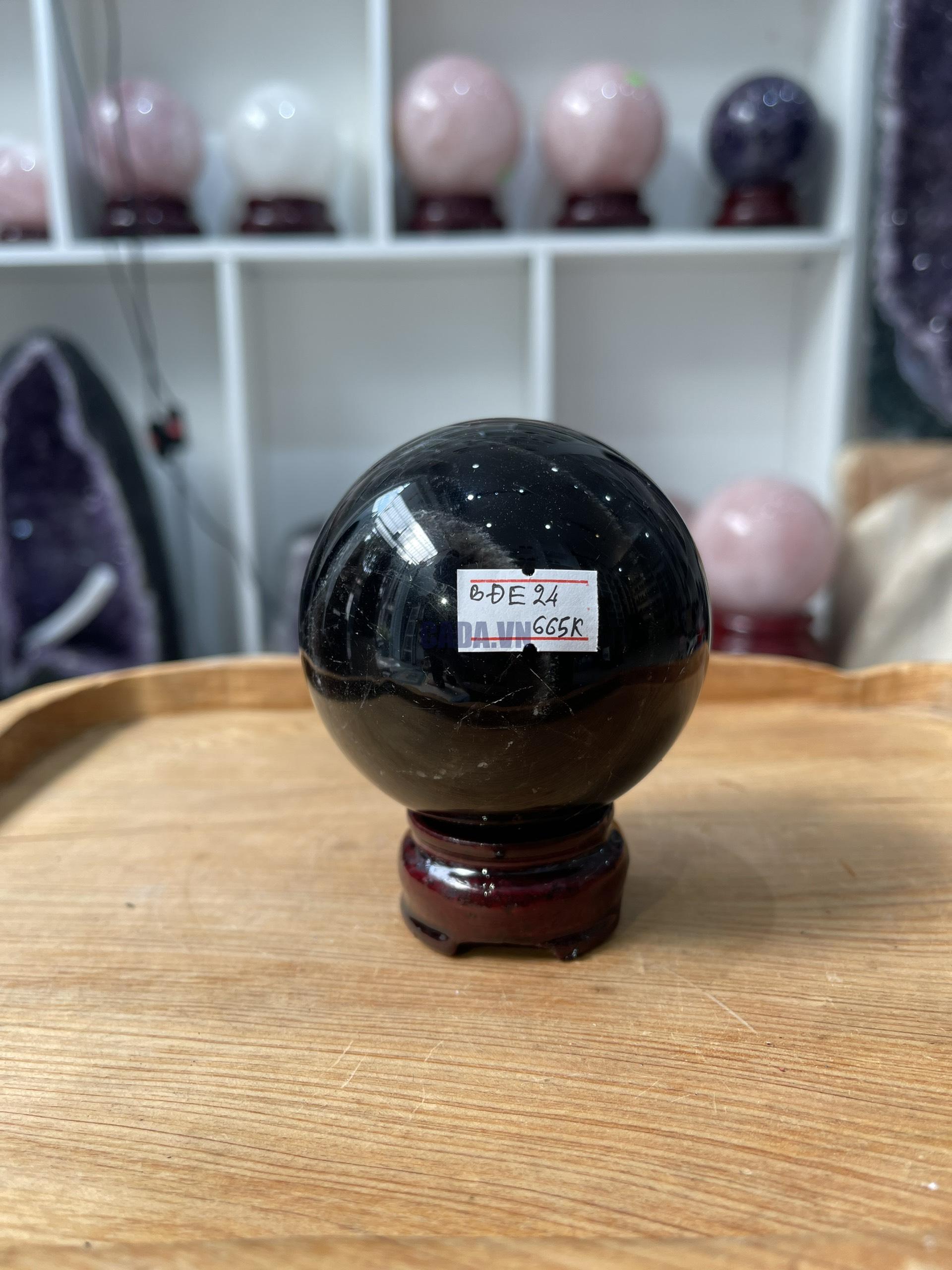 Bi cầu Thạch Anh Đen - Black Quartz Sphere (BĐE24), KL: 0.554 KG, ĐK: 7.3 CM