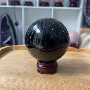 Bi cầu Thạch Anh Đen - Black Quartz Sphere (BĐE22), KL: 0.954 KG, ĐK: 8.8 CM