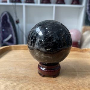 Bi cầu Thạch Anh Đen - Black Quartz Sphere (BĐE23), KL: 0.672 KG, ĐK: 7.86 CM