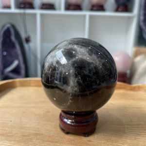 Bi cầu Thạch Anh Đen - Black Quartz Sphere (BĐE23), KL: 0.672 KG, ĐK: 7.86 CM