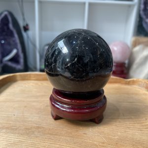 Bi cầu Thạch Anh Đen - Black Quartz Sphere (BĐE21), KL: 0.834KG, ĐK: 8.3 CM