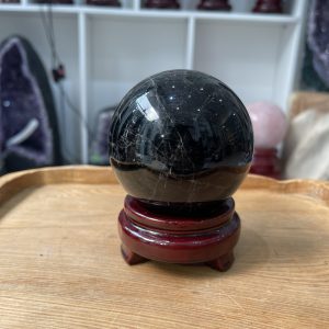 Bi cầu Thạch Anh Đen - Black Quartz Sphere (BĐE21), KL: 0.834KG, ĐK: 8.3 CM