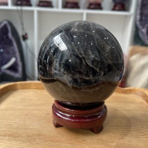 Bi cầu Thạch Anh Đen - Black Quartz Sphere (BĐE30), KL: 1.72 KG, ĐK: 10.5 CM